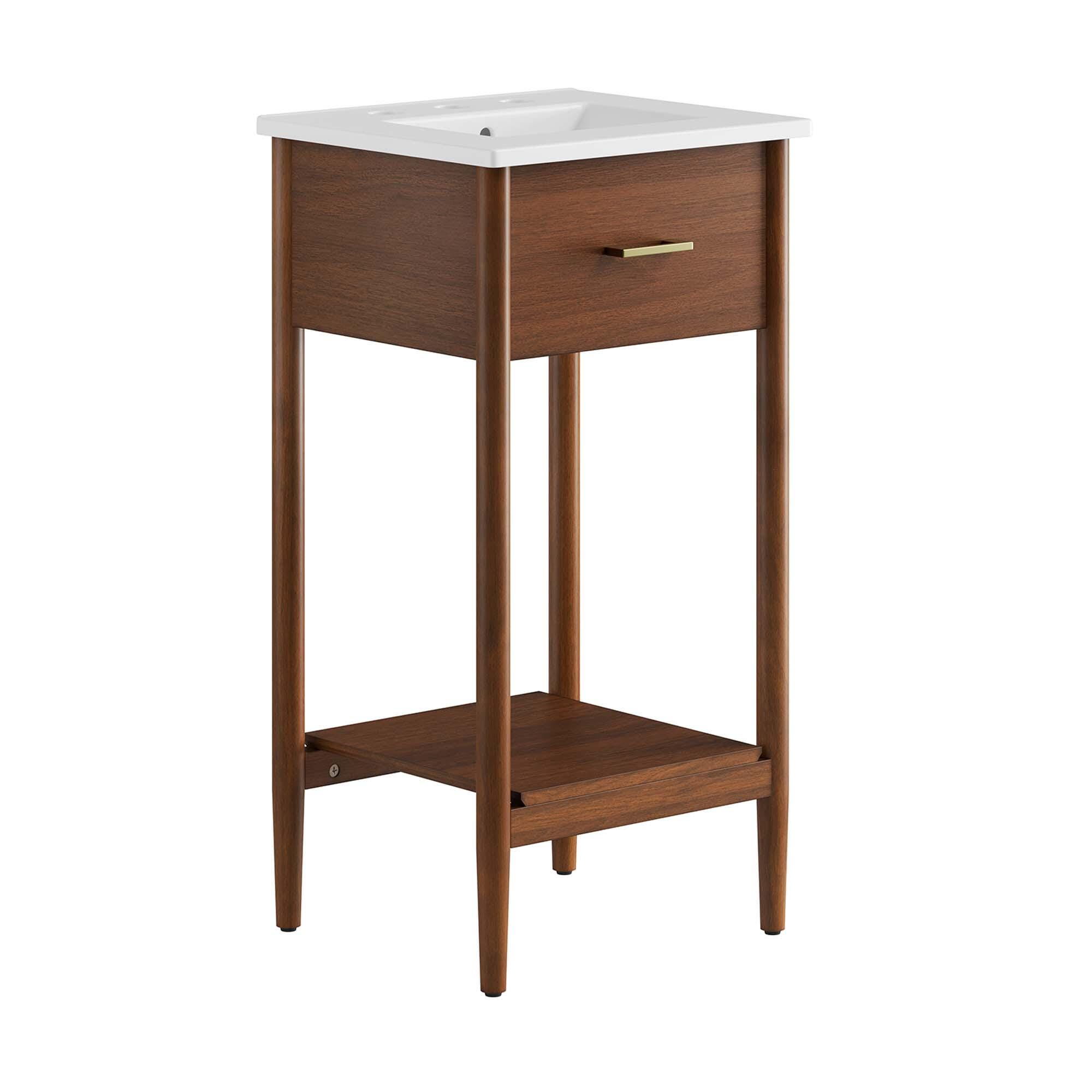 Modway Zaire 18" Bathroom Vanity, Walnut/White, large