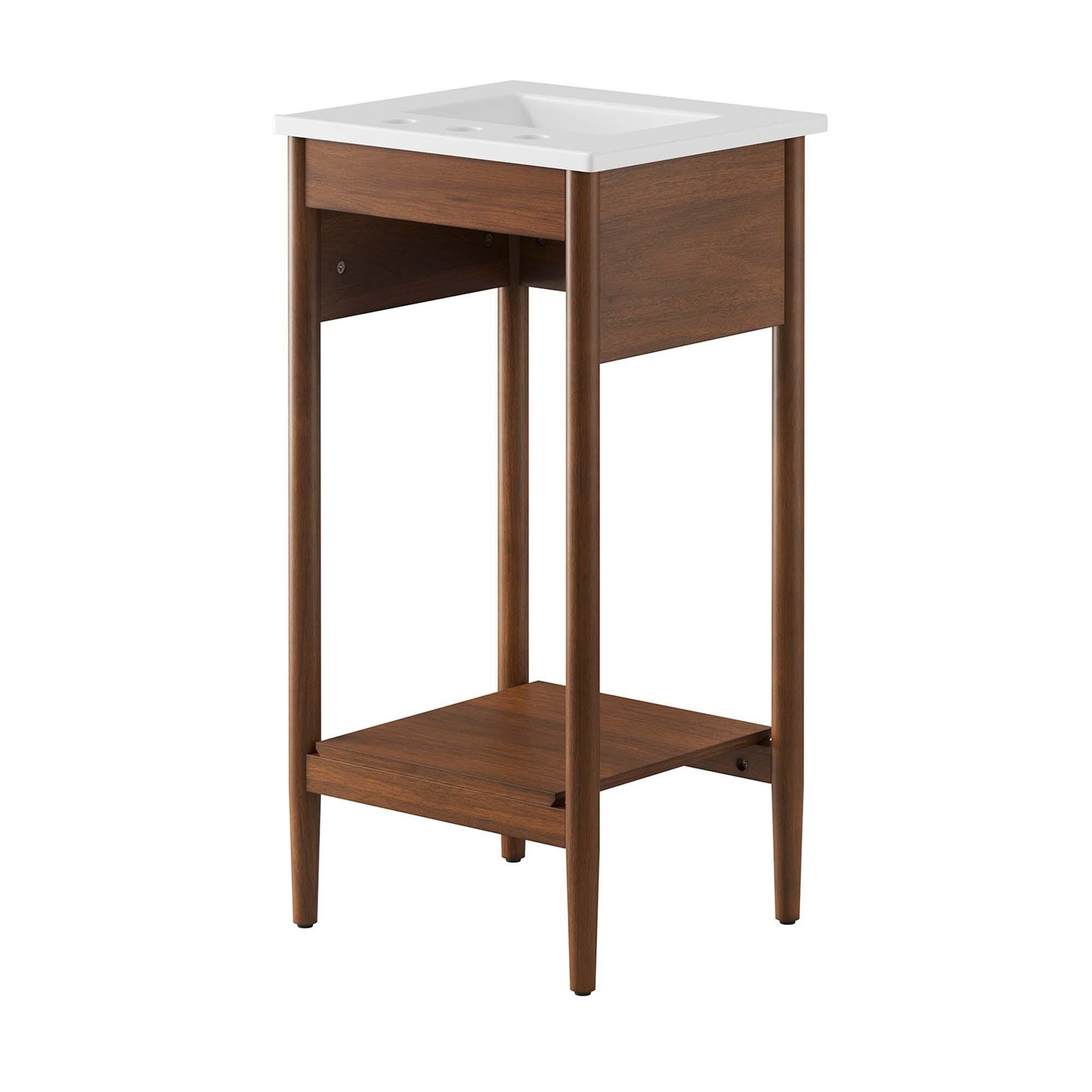 Modway Zaire 18" Bathroom Vanity, Walnut/White, large