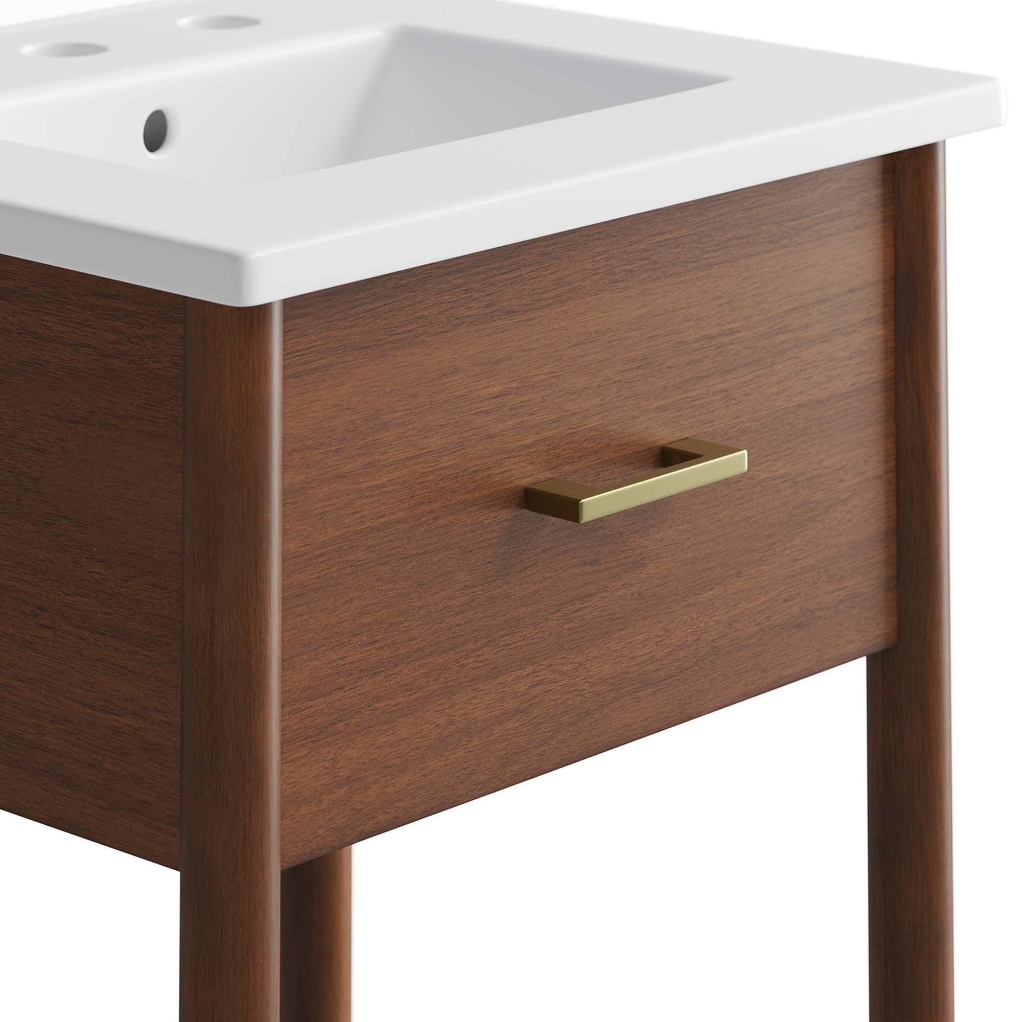 Modway Zaire 18" Bathroom Vanity, Walnut/White, large