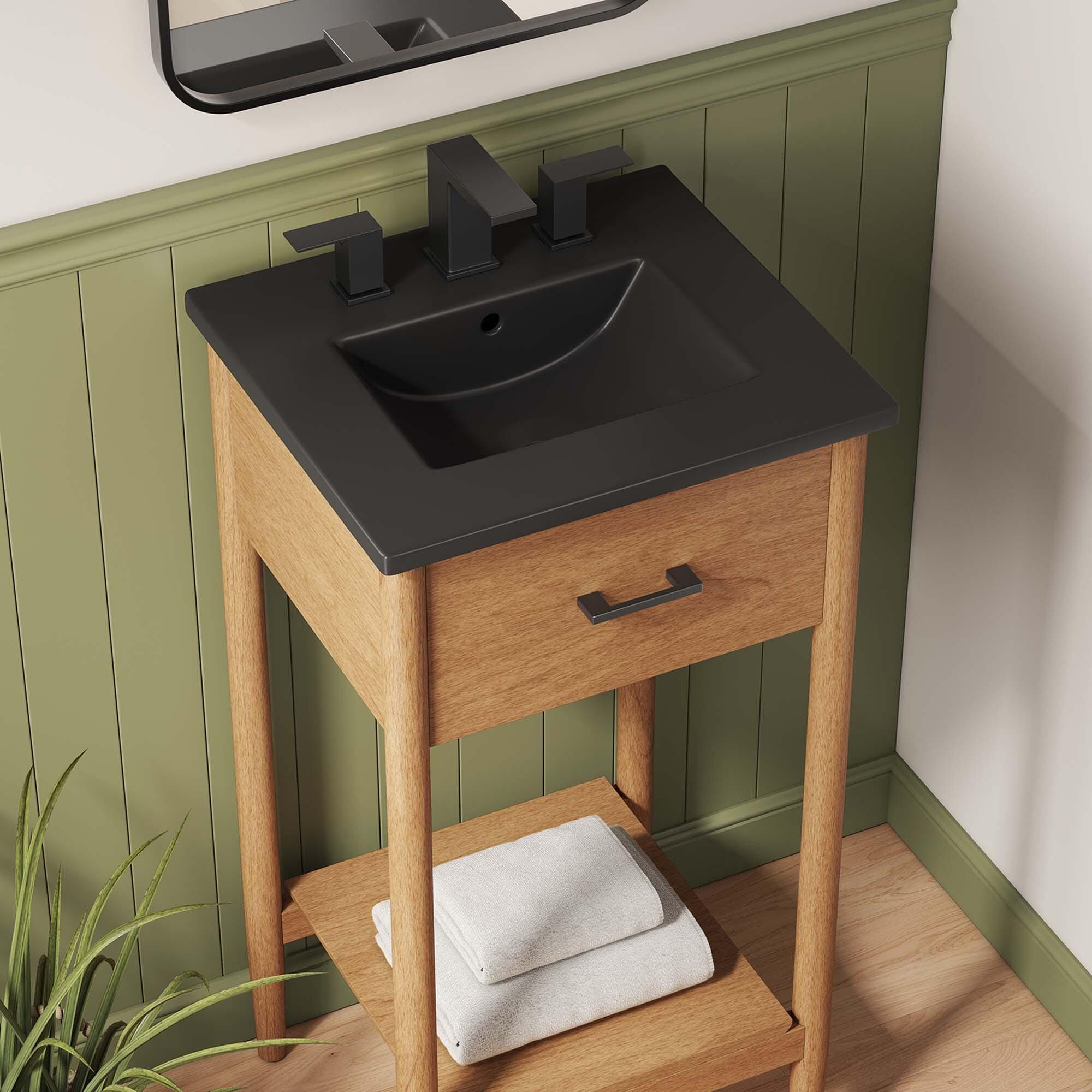 Modway Zaire 18" Bathroom Vanity, Natural/Black, large