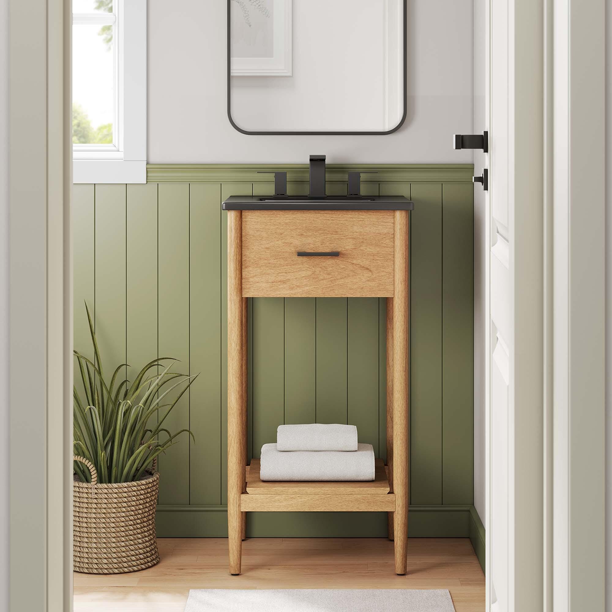 Modway Zaire 18" Bathroom Vanity, Natural/Black, large