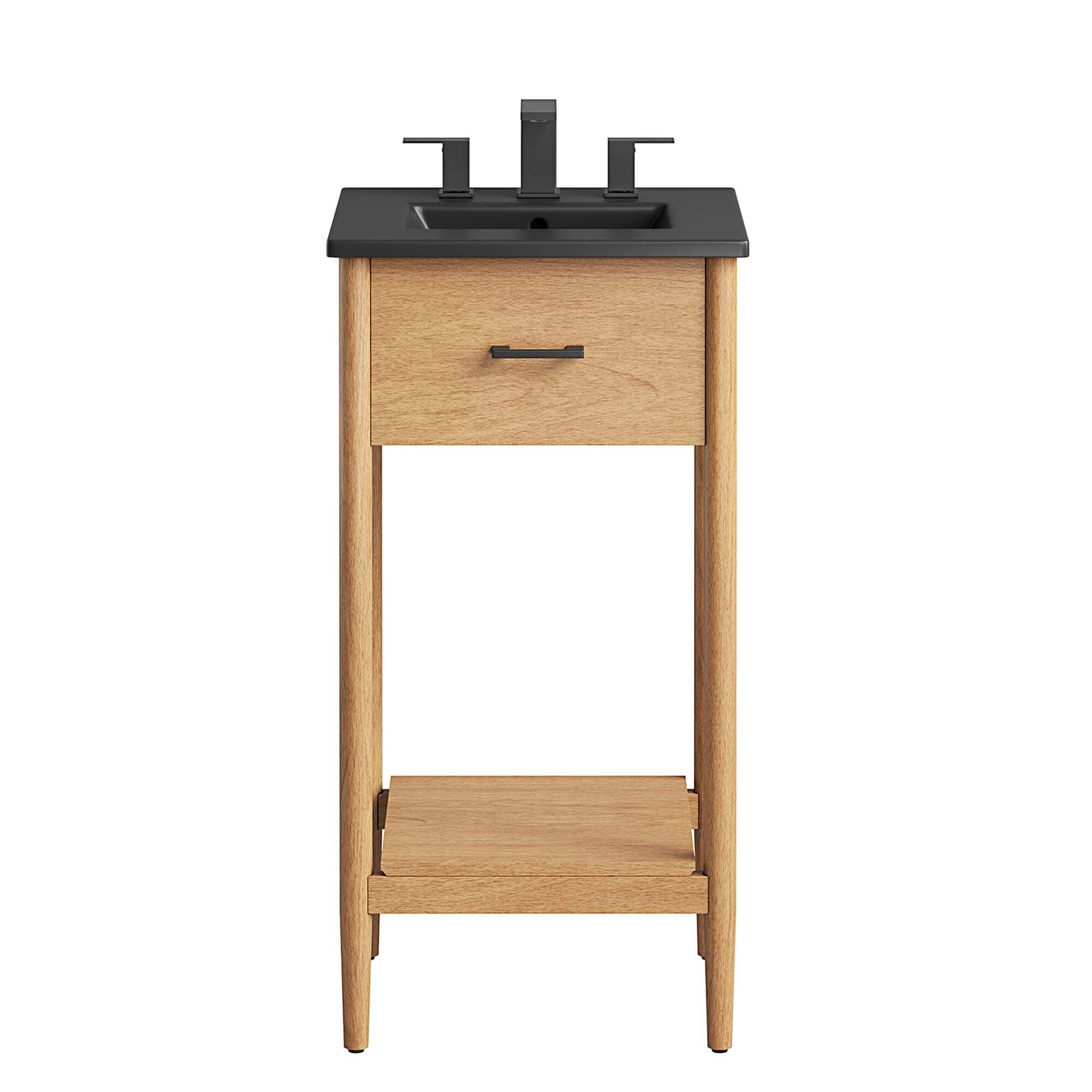 Modway Zaire 18" Bathroom Vanity, Natural/Black, large