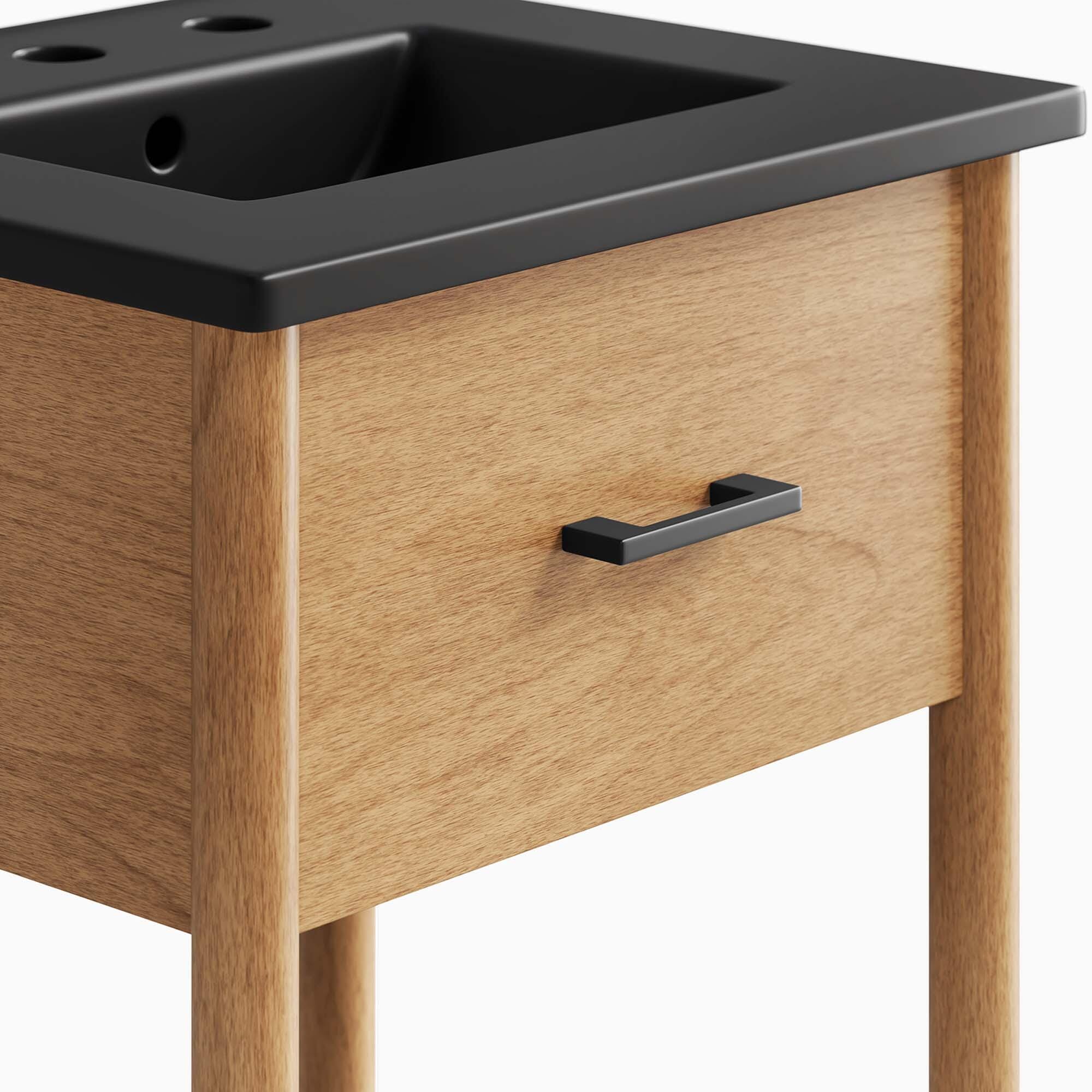 Modway Zaire 18" Bathroom Vanity, Natural/Black, large