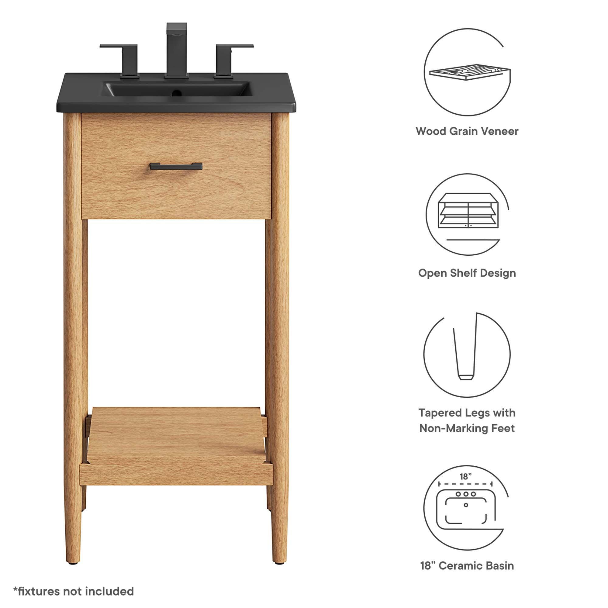 Modway Zaire 18" Bathroom Vanity, Natural/Black, large