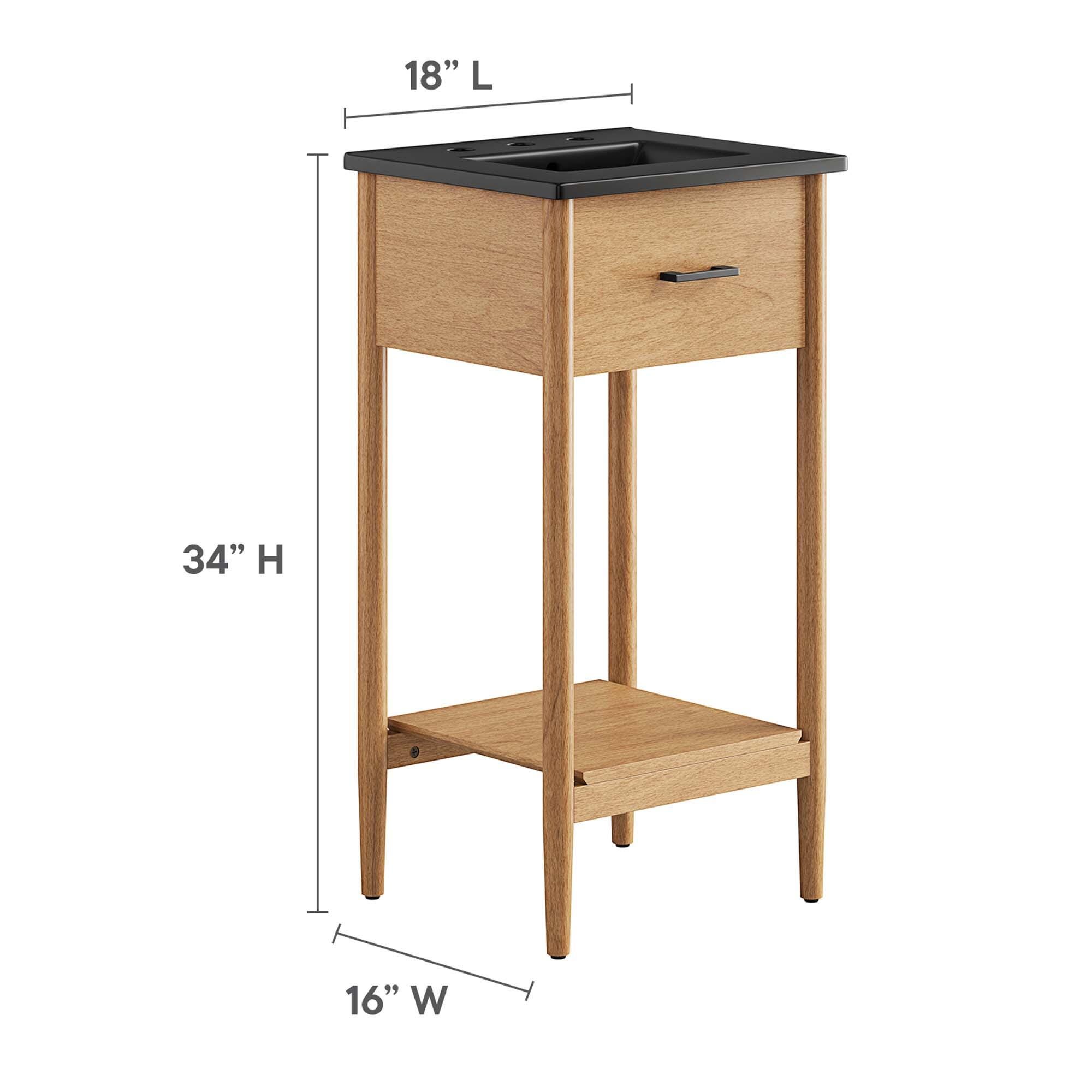 Modway Zaire 18" Bathroom Vanity, Natural/Black, large