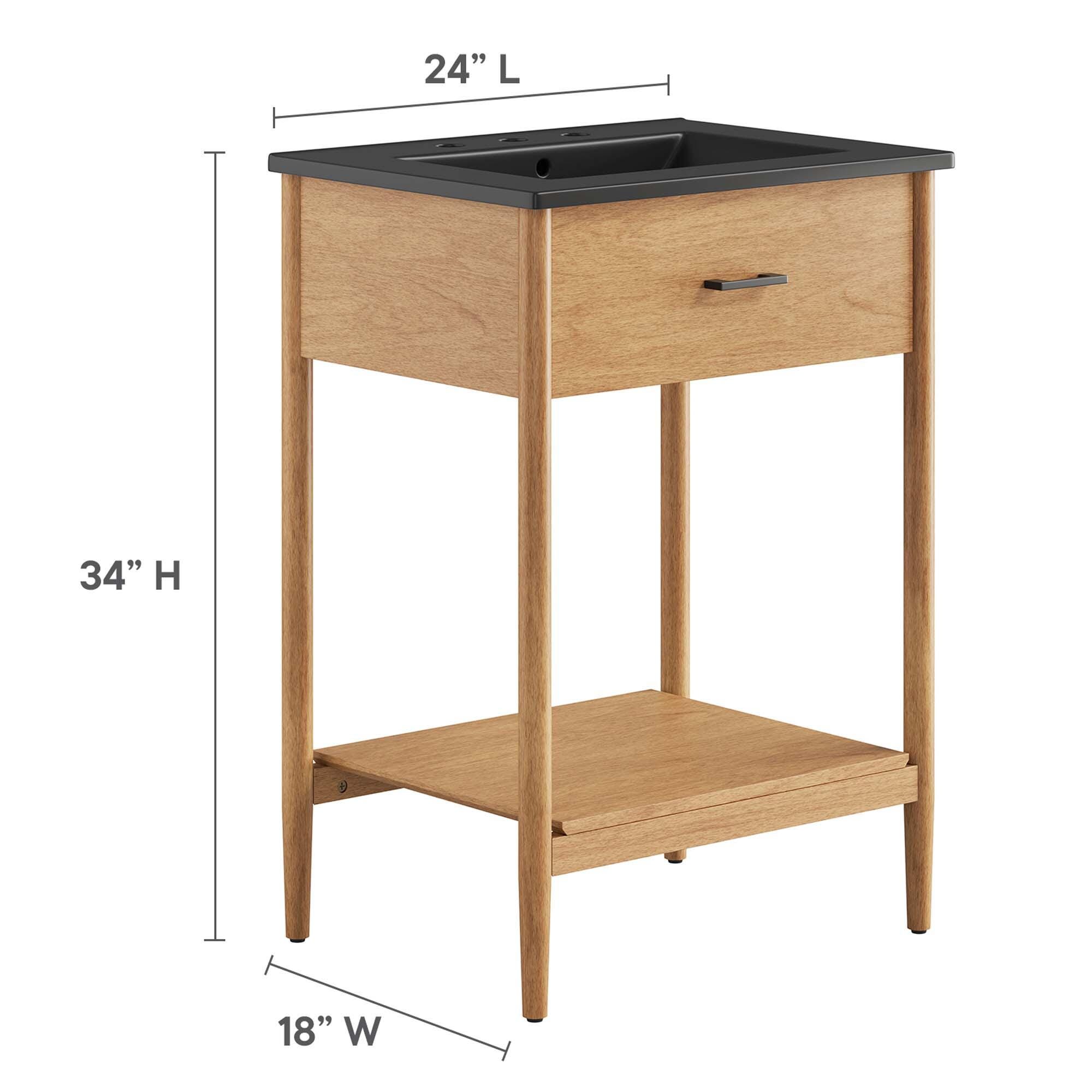 Modway Zaire 24" Bathroom Vanity, Natural/Black, large