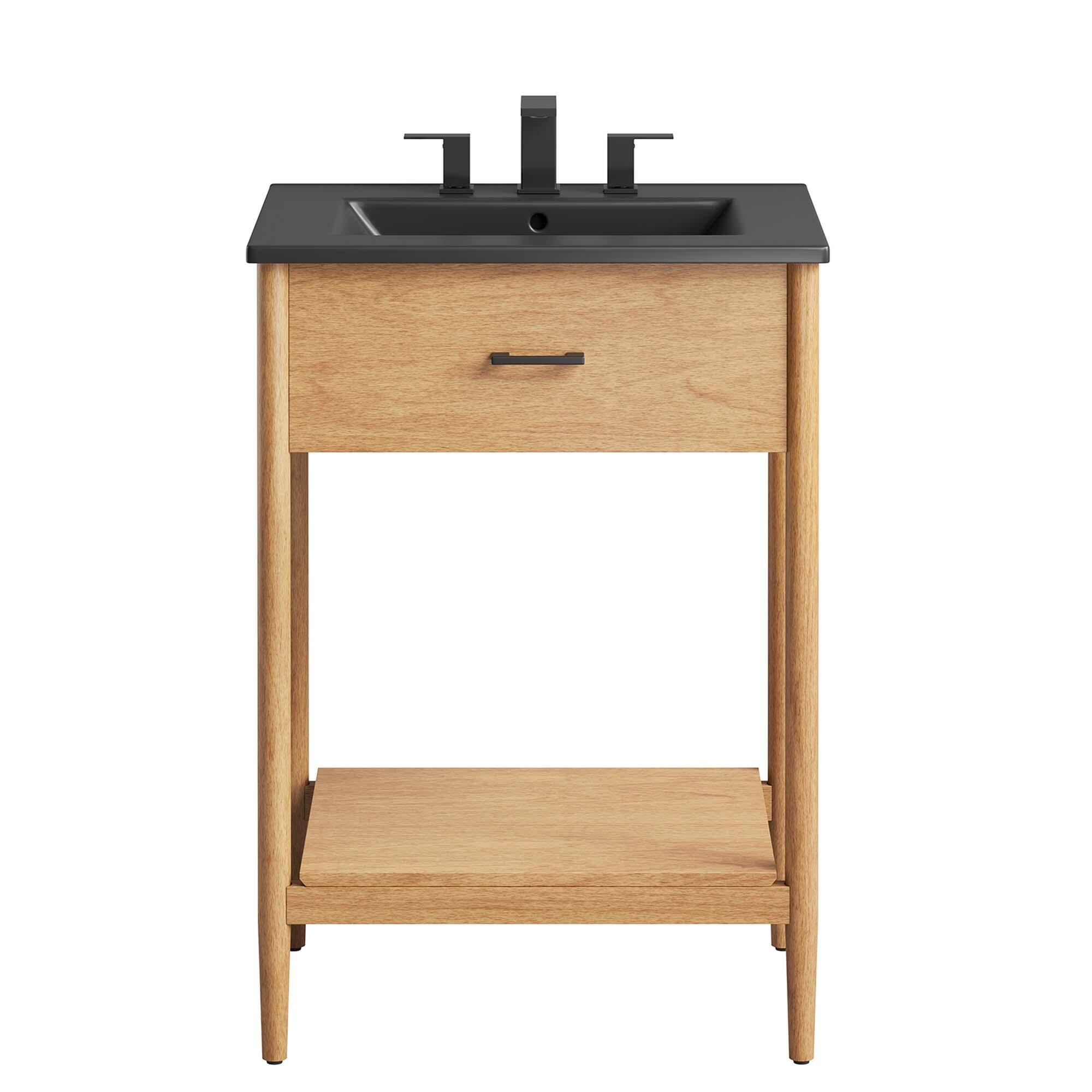 Modway Zaire 24" Bathroom Vanity, Natural/Black, large