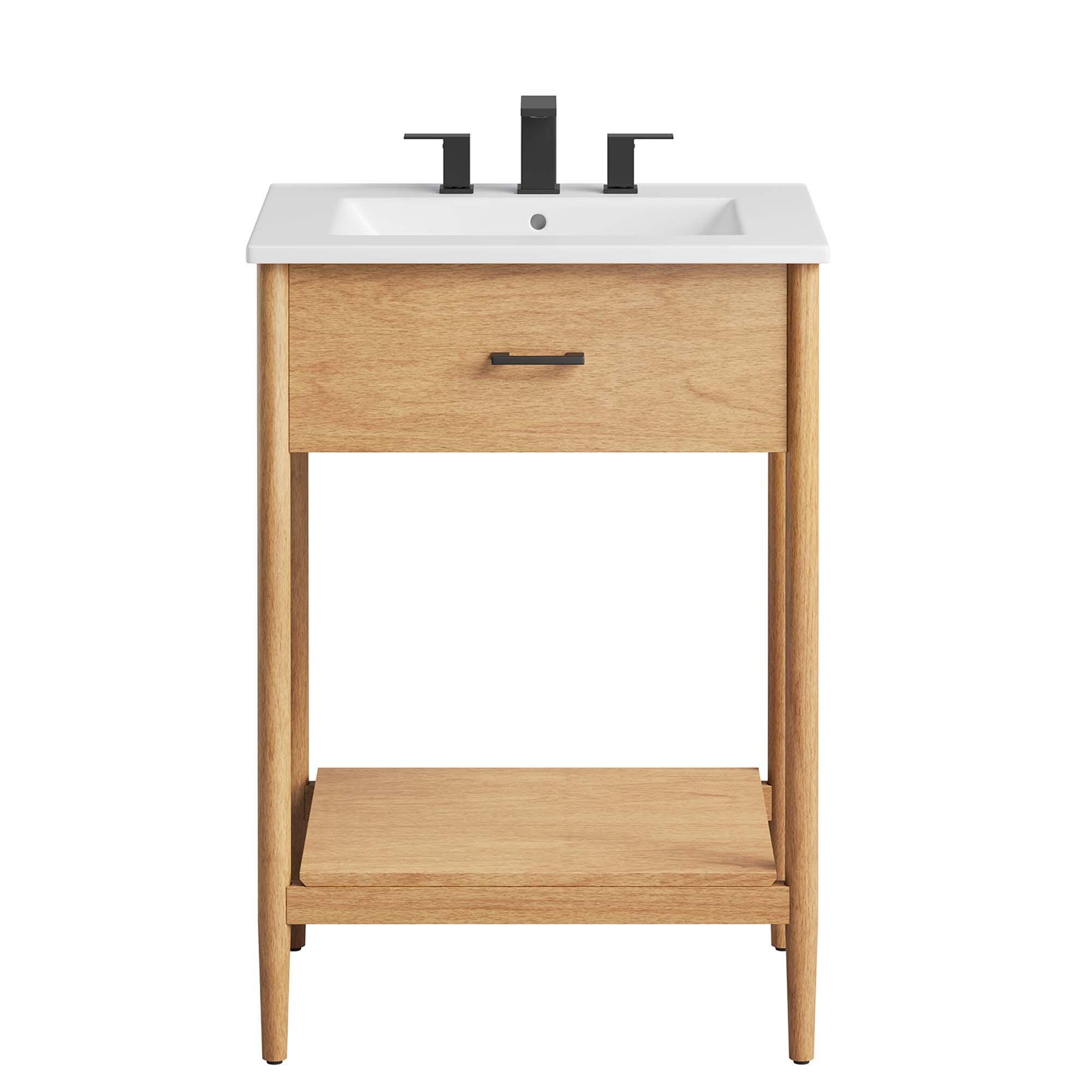 Modway Zaire 24" Bathroom Vanity, Natural/White, large