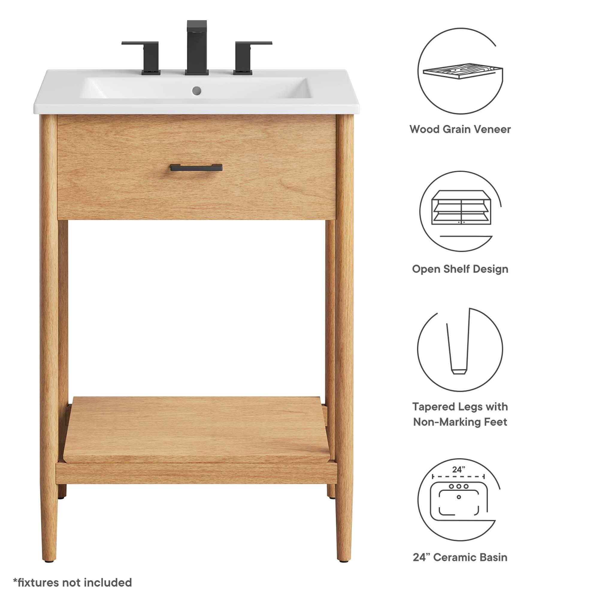 Modway Zaire 24" Bathroom Vanity, Natural/White, large