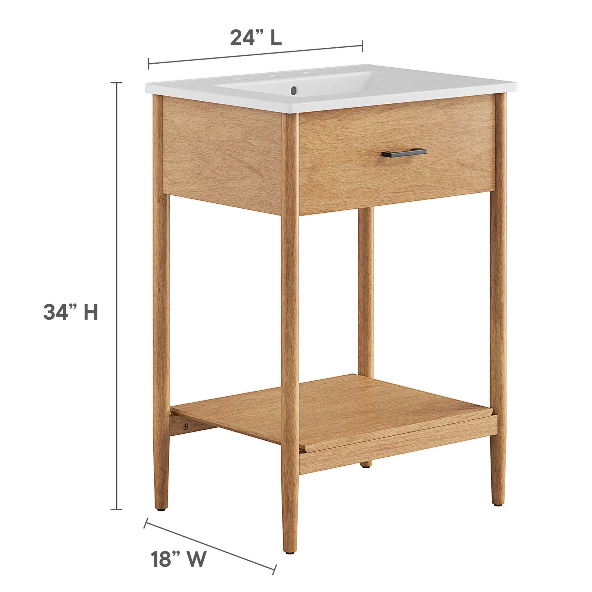 Modway Zaire 24" Bathroom Vanity, Natural/White, large