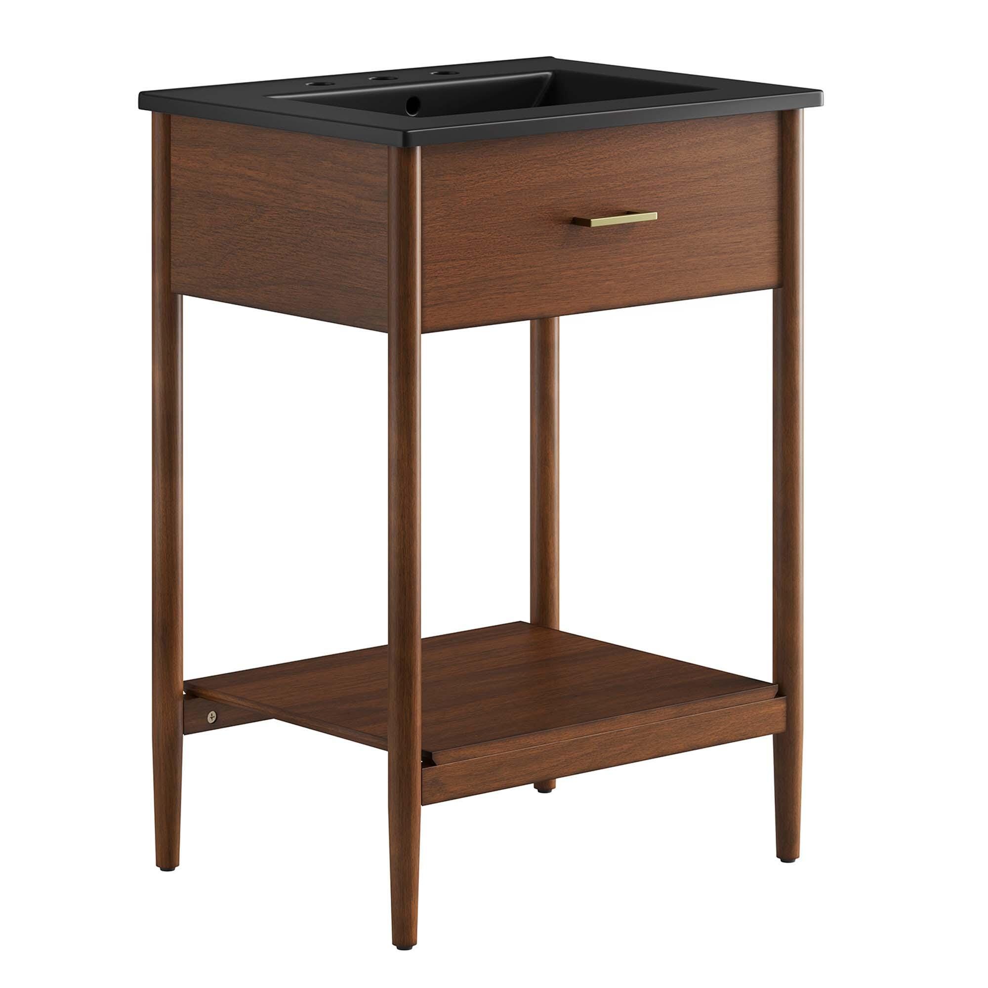Modway Zaire 24" Bathroom Vanity, Walnut/Black, large