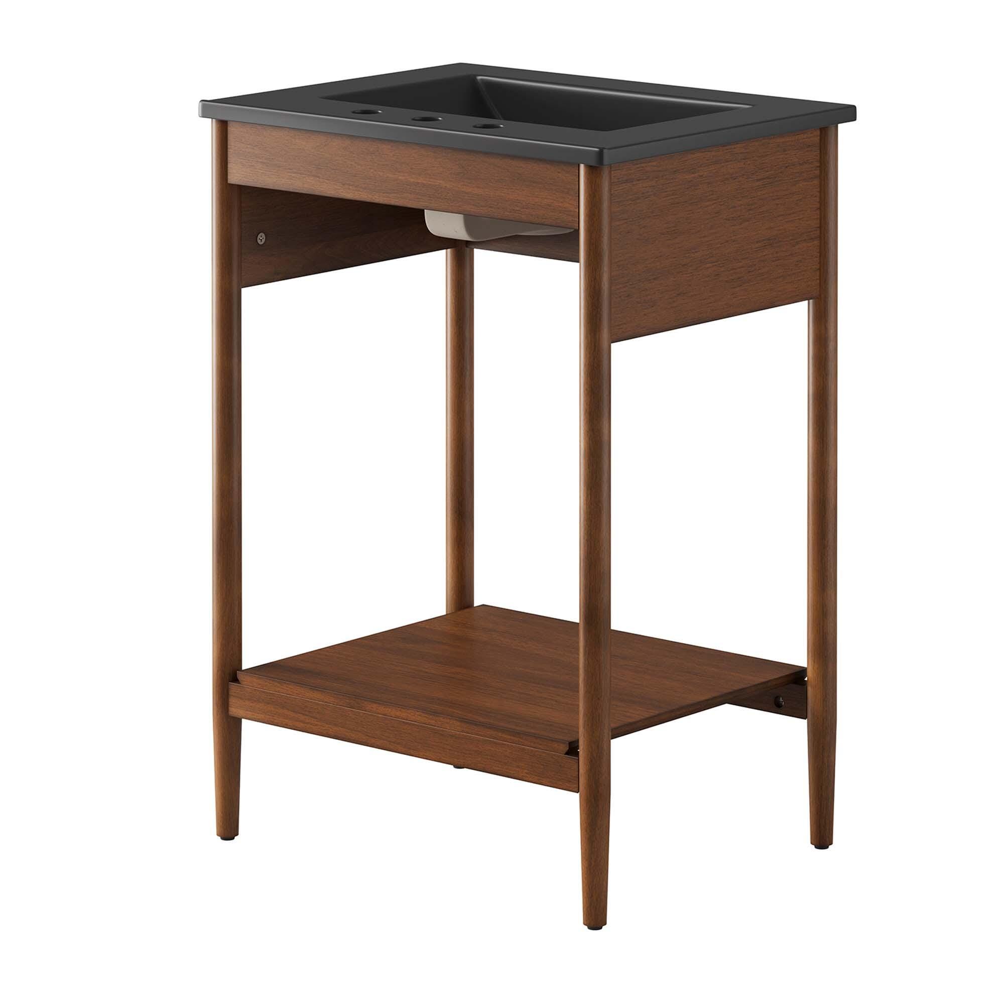 Modway Zaire 24" Bathroom Vanity, Walnut/Black, large