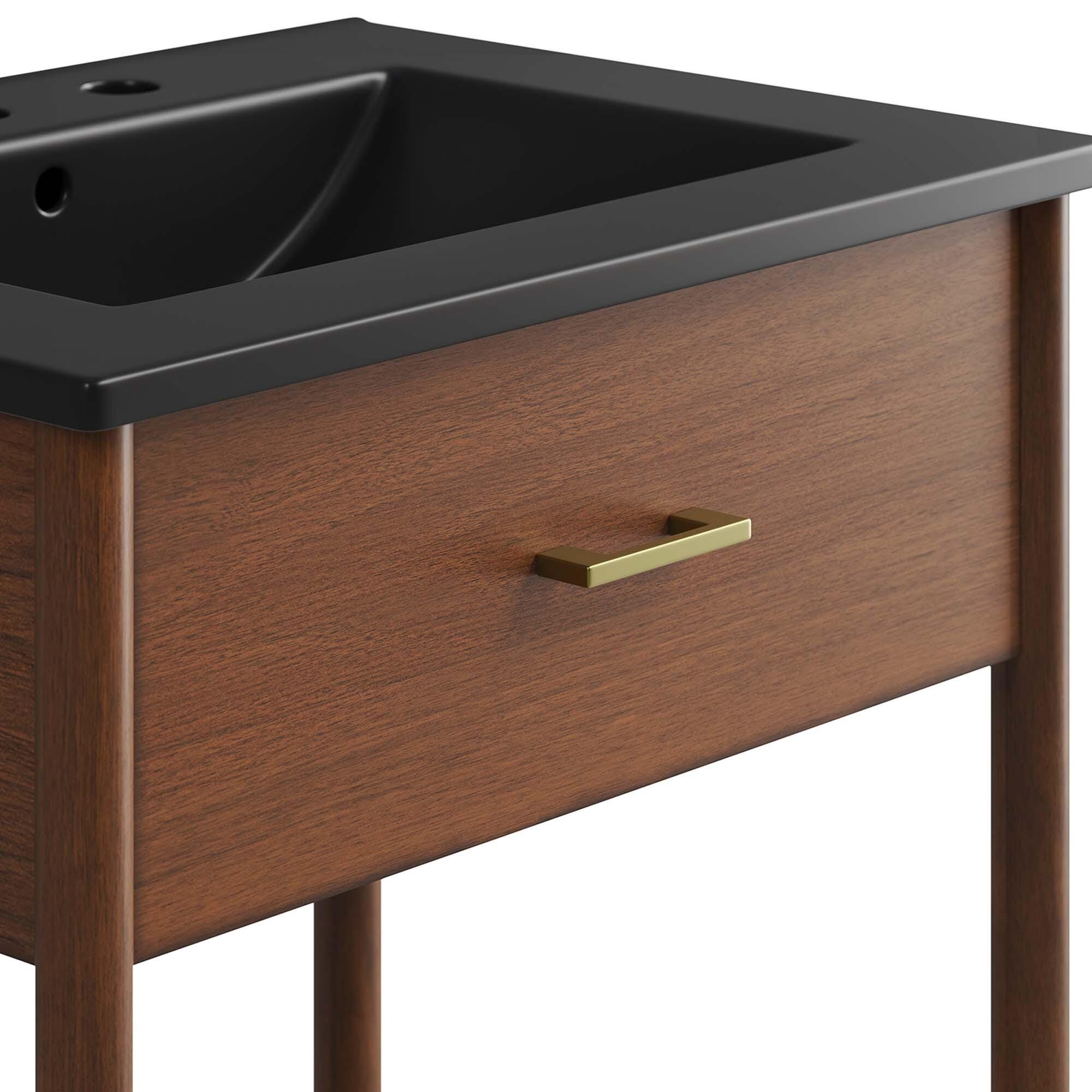 Modway Zaire 24" Bathroom Vanity, Walnut/Black, large