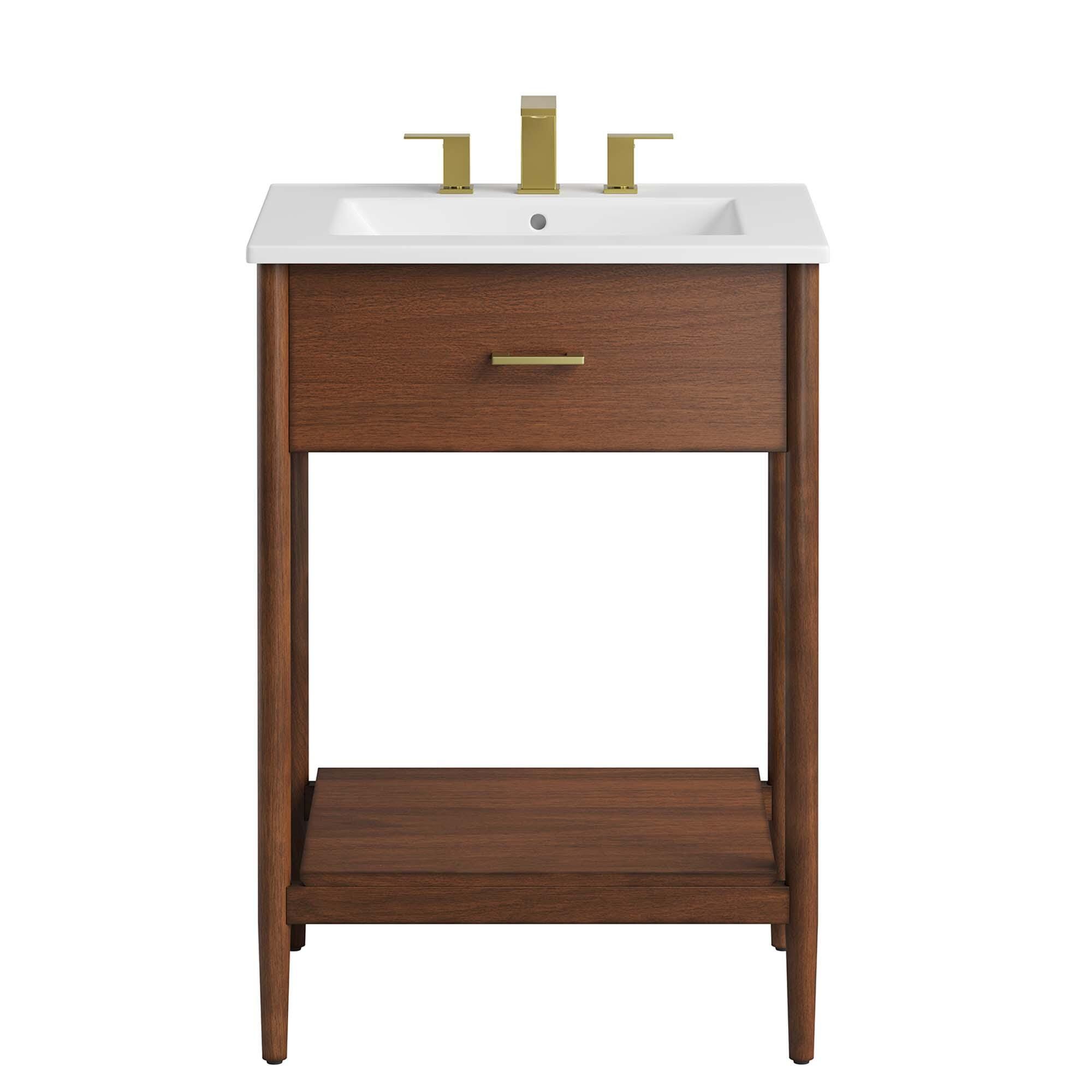 Modway Zaire 24" Bathroom Vanity, Walnut/White, large