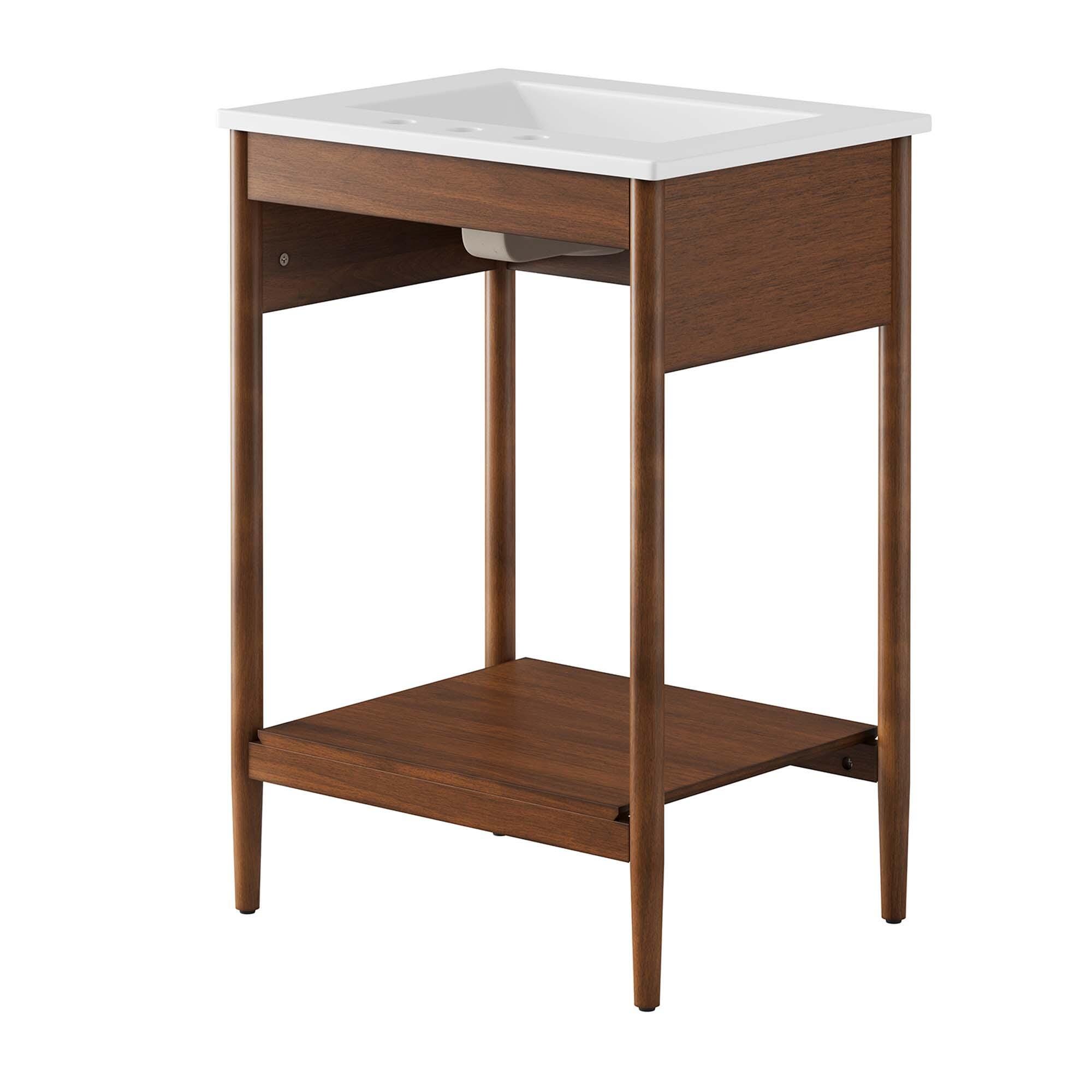 Modway Zaire 24" Bathroom Vanity, Walnut/White, large