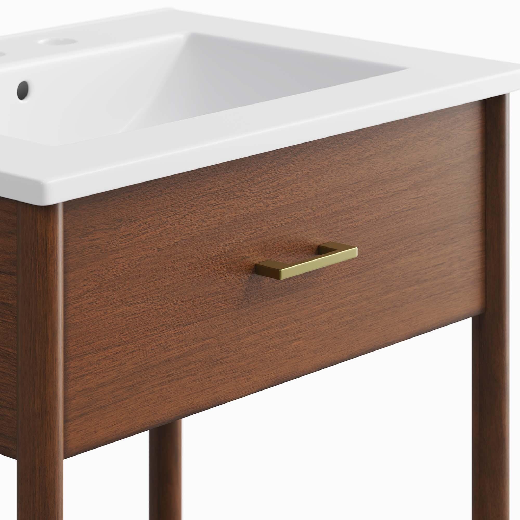 Modway Zaire 24" Bathroom Vanity, Walnut/White, large