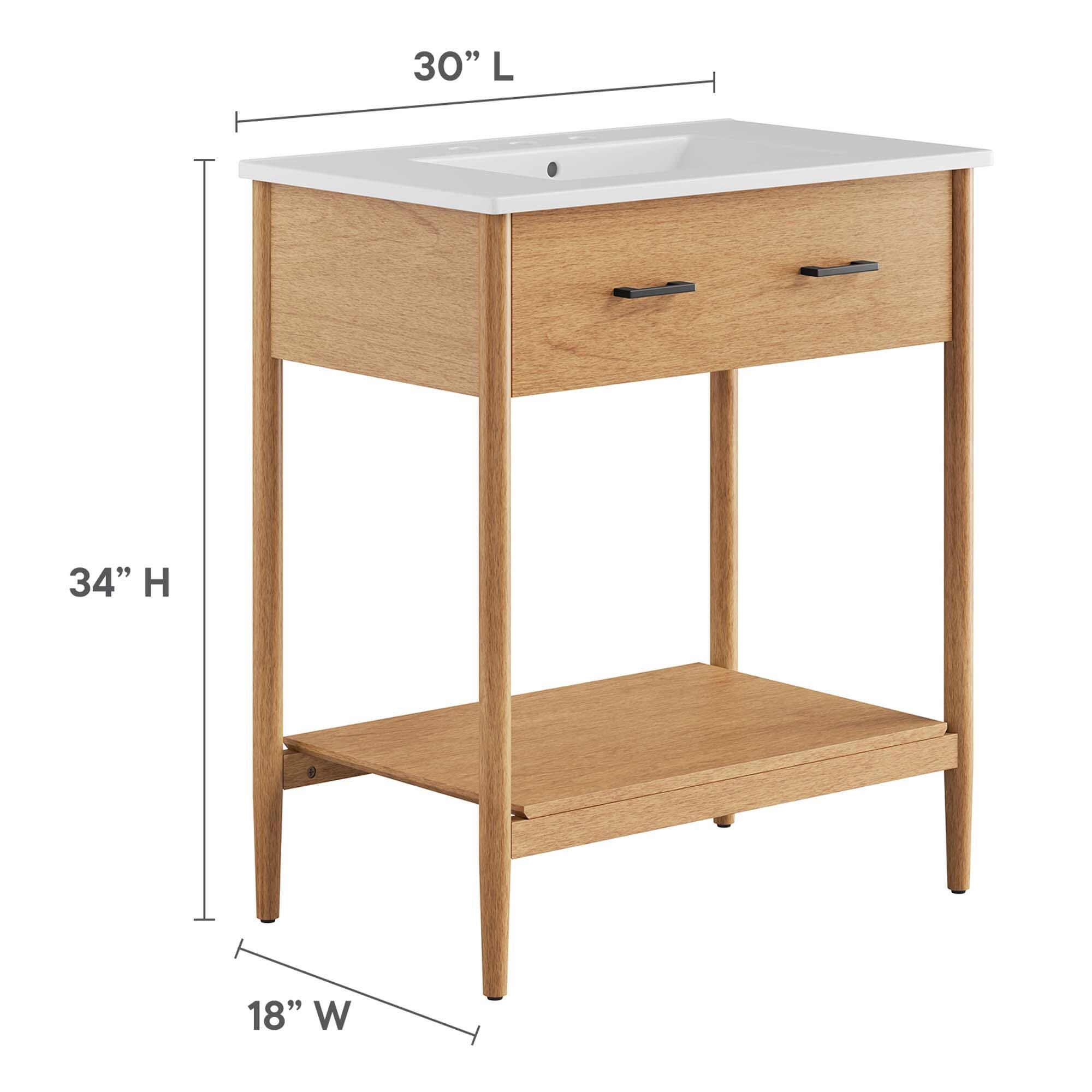 Modway Zaire 30" Bathroom Vanity, Natural/White, large