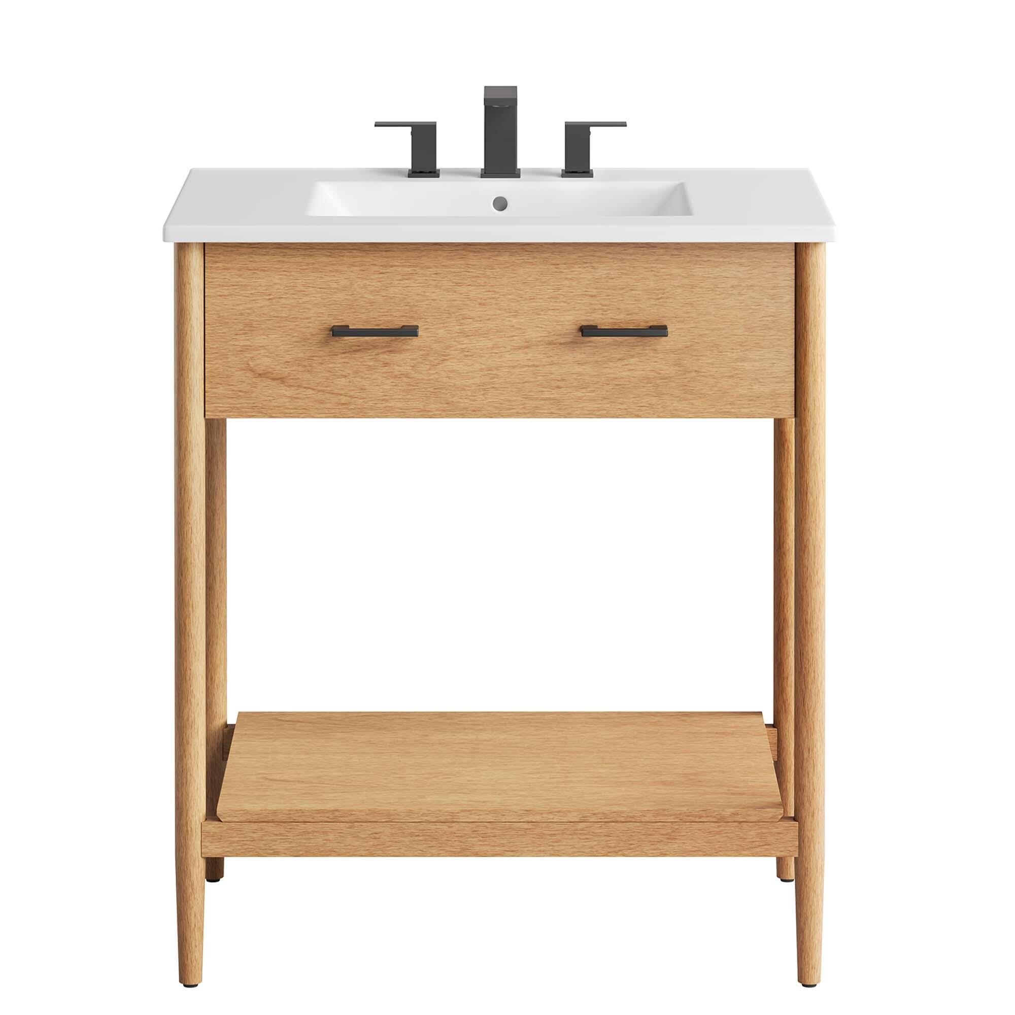 Modway Zaire 30" Bathroom Vanity, Natural/White, large