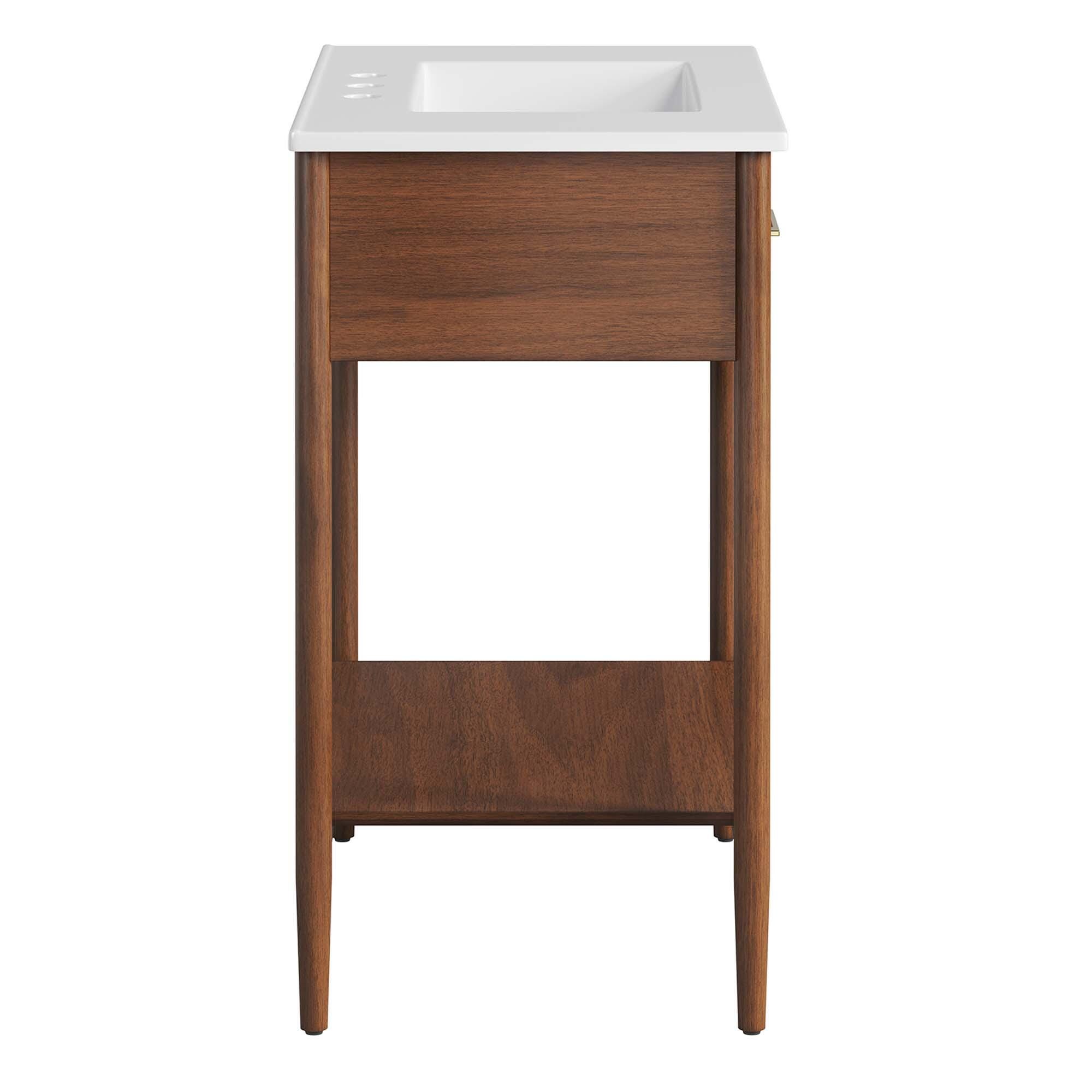 Modway Zaire 30" Bathroom Vanity, Walnut/White, large