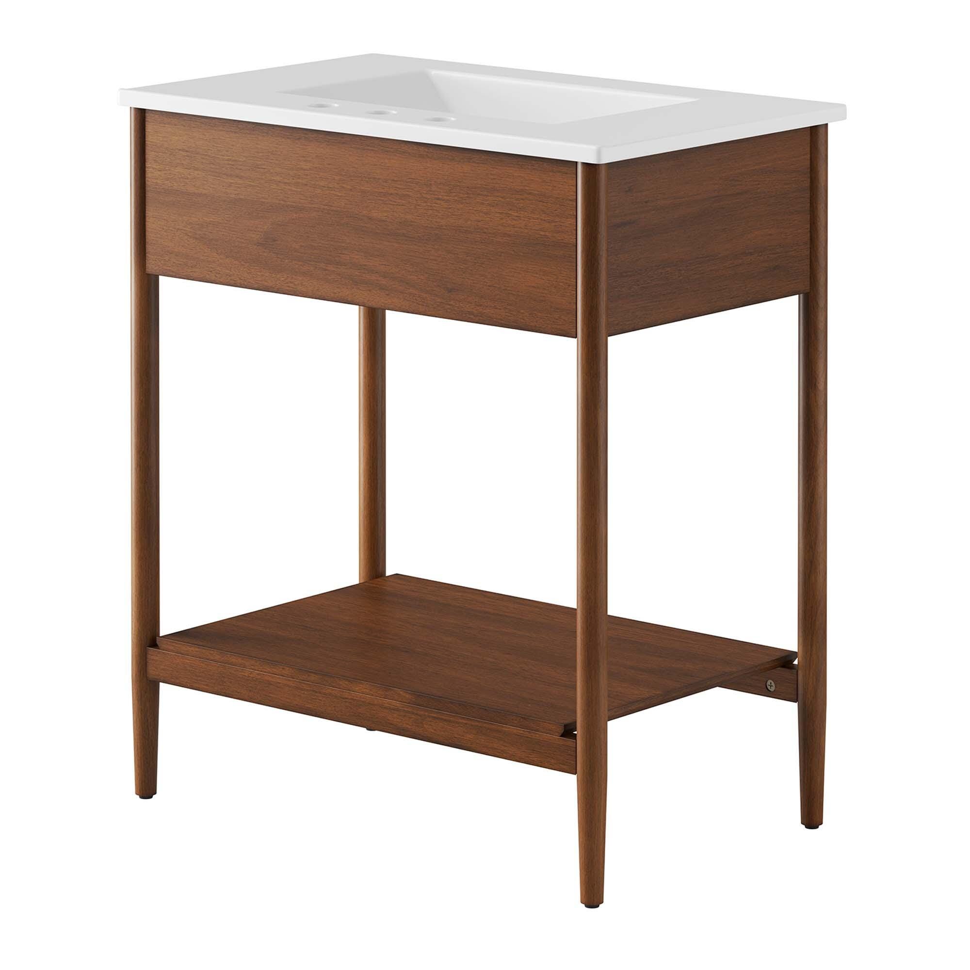 Modway Zaire 30" Bathroom Vanity, Walnut/White, large