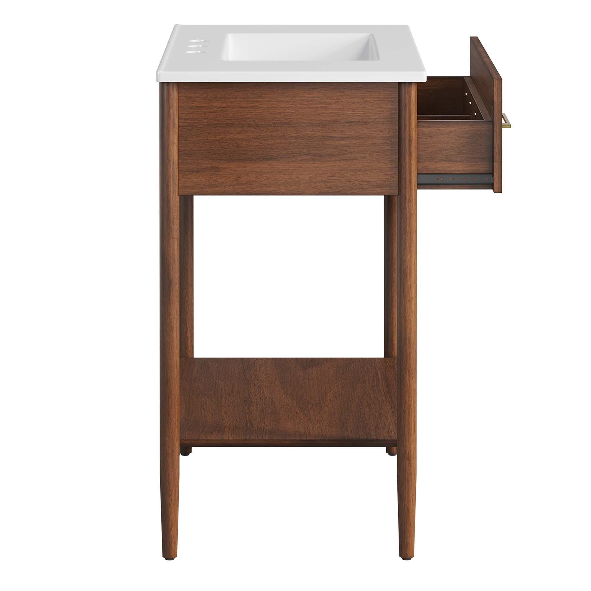 Modway Zaire 30" Bathroom Vanity, Walnut/White, large