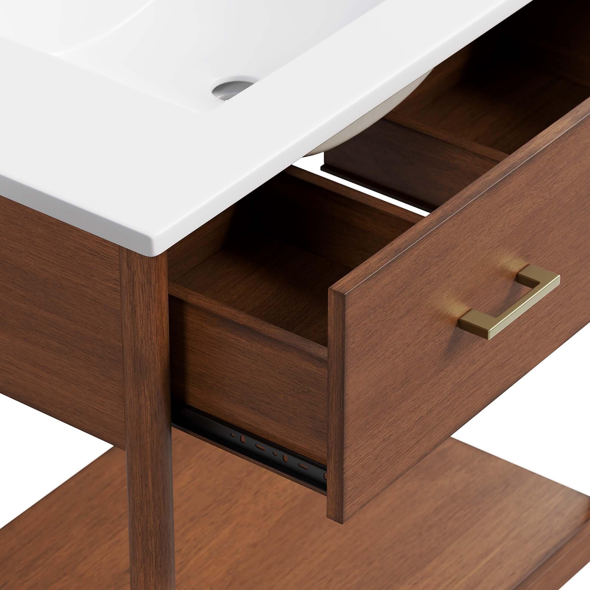 Modway Zaire 30" Bathroom Vanity, Walnut/White, large