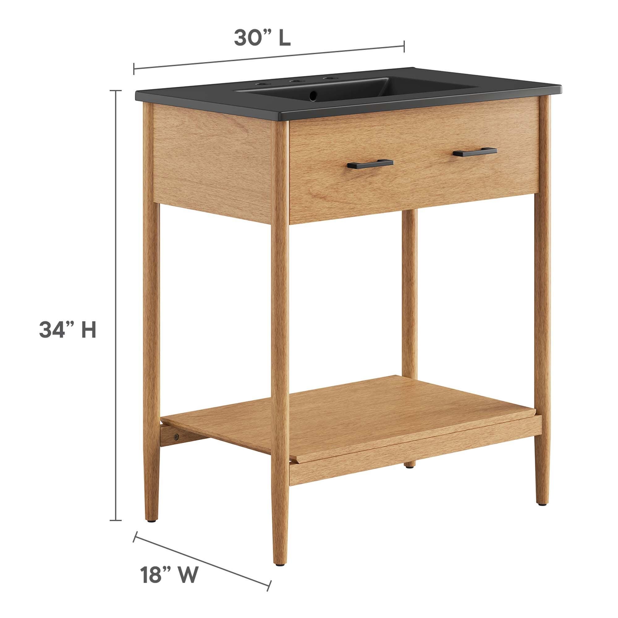 Modway Zaire 30" Bathroom Vanity, Natural/Black, large