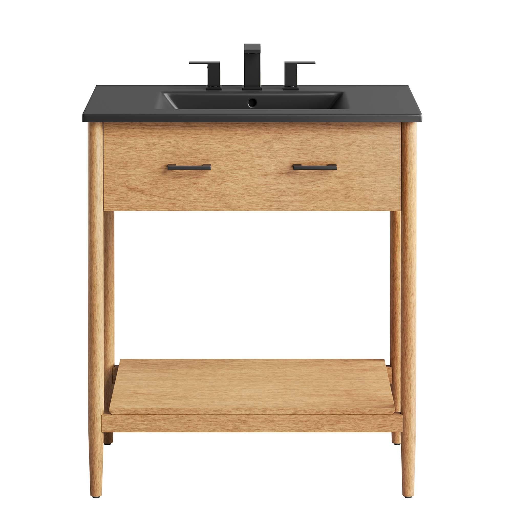 Modway Zaire 30" Bathroom Vanity, Natural/Black, large