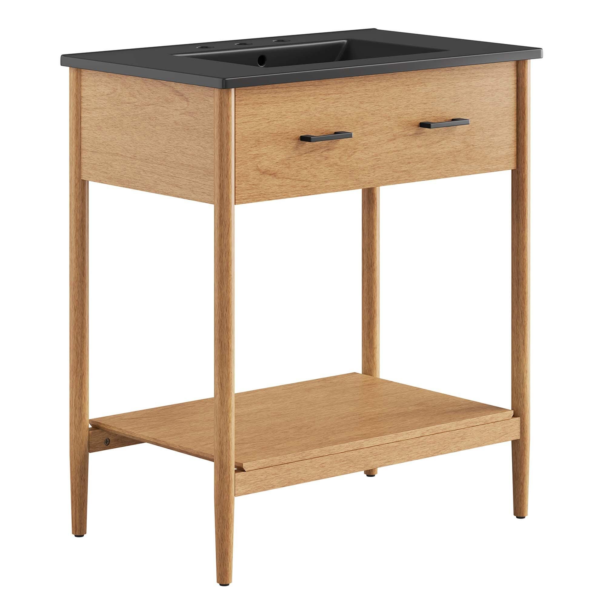 Modway Zaire 30" Bathroom Vanity, Natural/Black, large