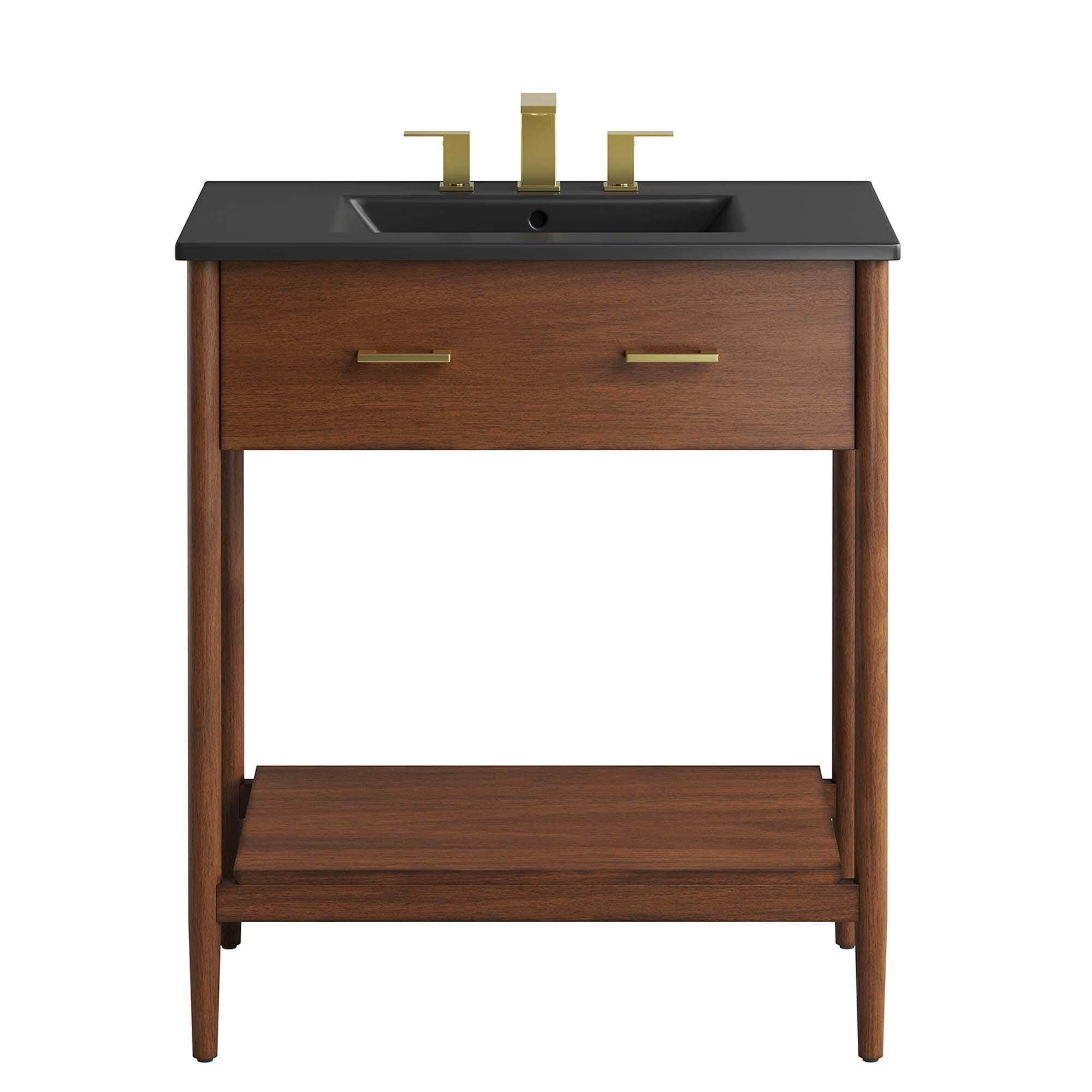Modway Zaire 30" Bathroom Vanity, Walnut/Black, large