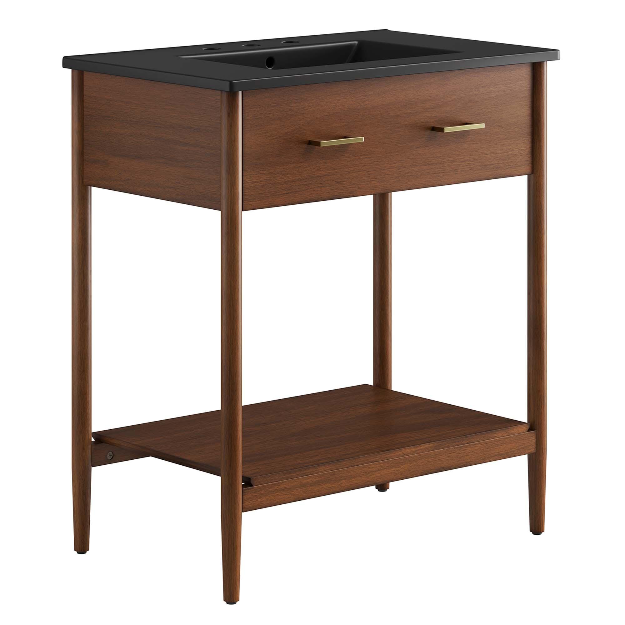 Modway Zaire 30" Bathroom Vanity, Walnut/Black, large