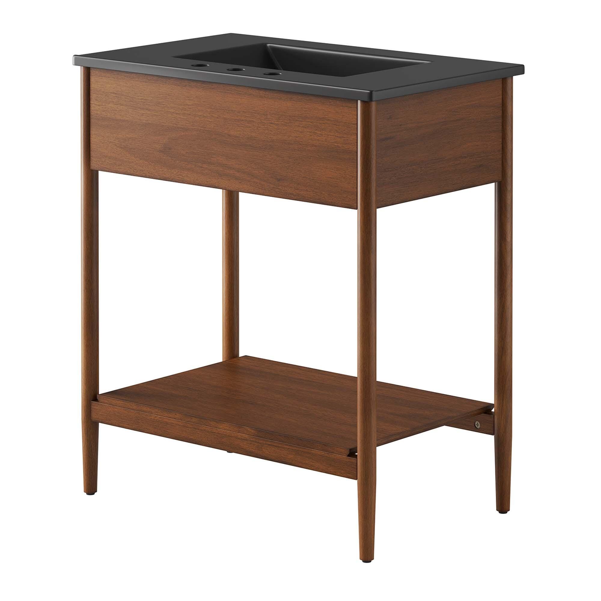 Modway Zaire 30" Bathroom Vanity, Walnut/Black, large