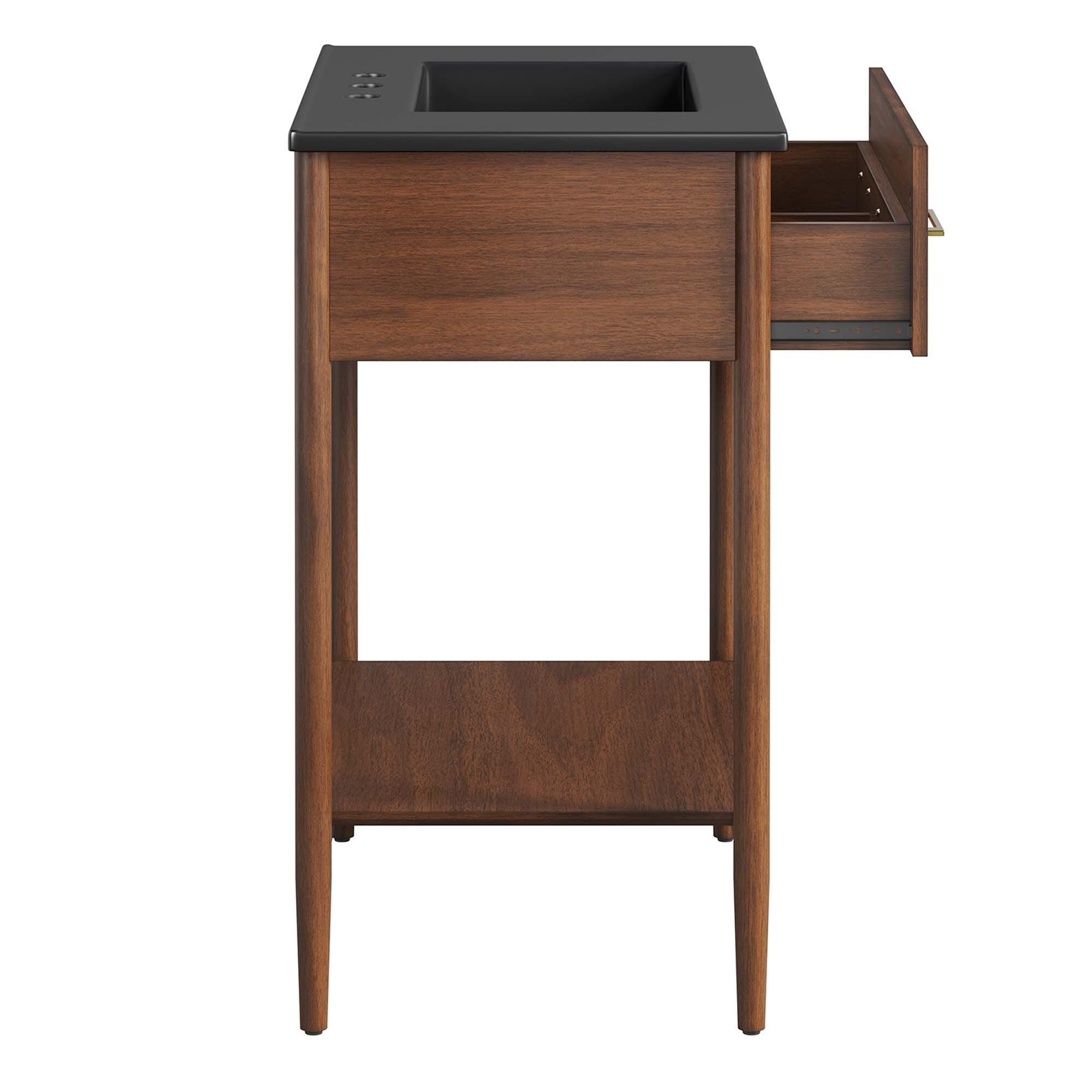 Modway Zaire 30" Bathroom Vanity, Walnut/Black, large