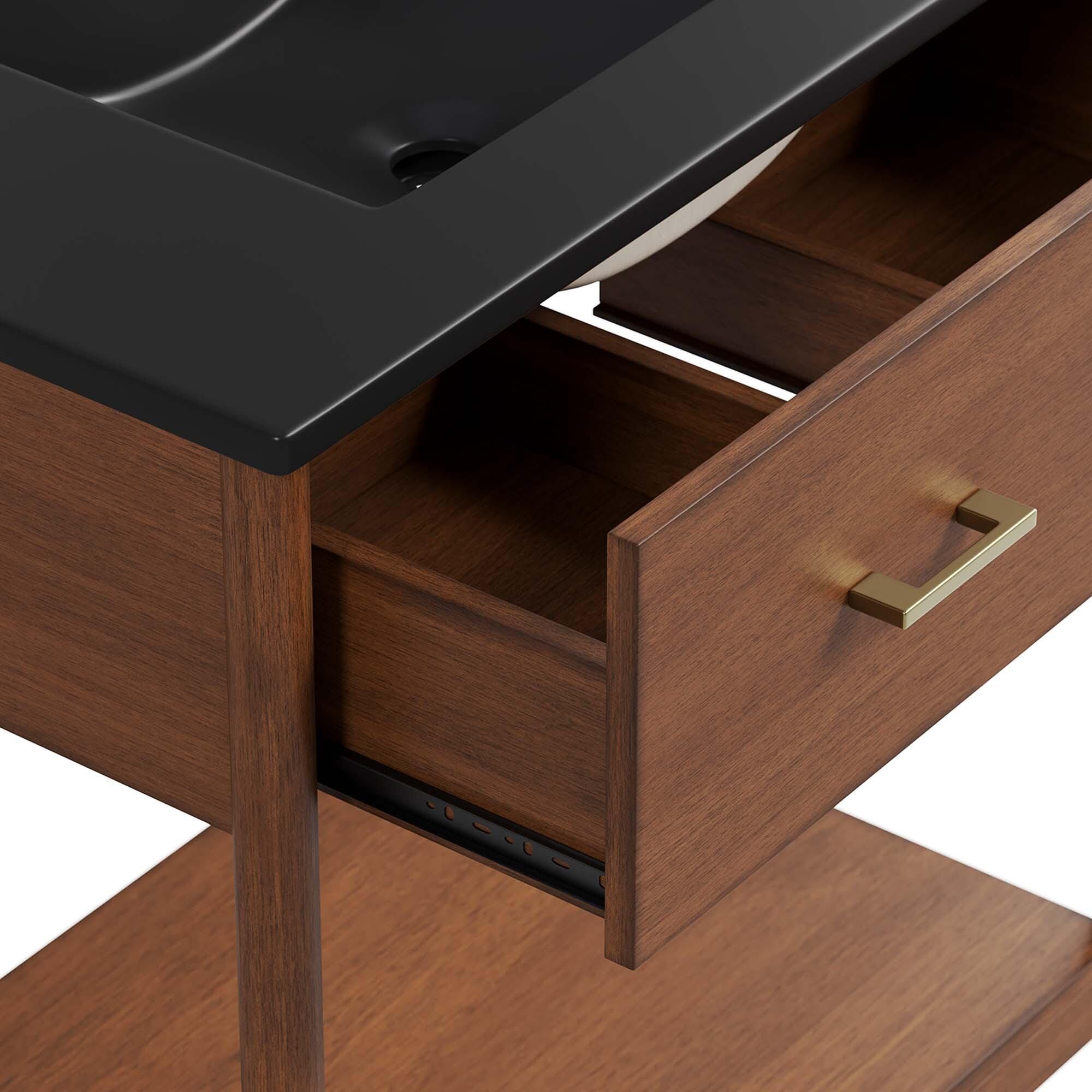 Modway Zaire 30" Bathroom Vanity, Walnut/Black, large