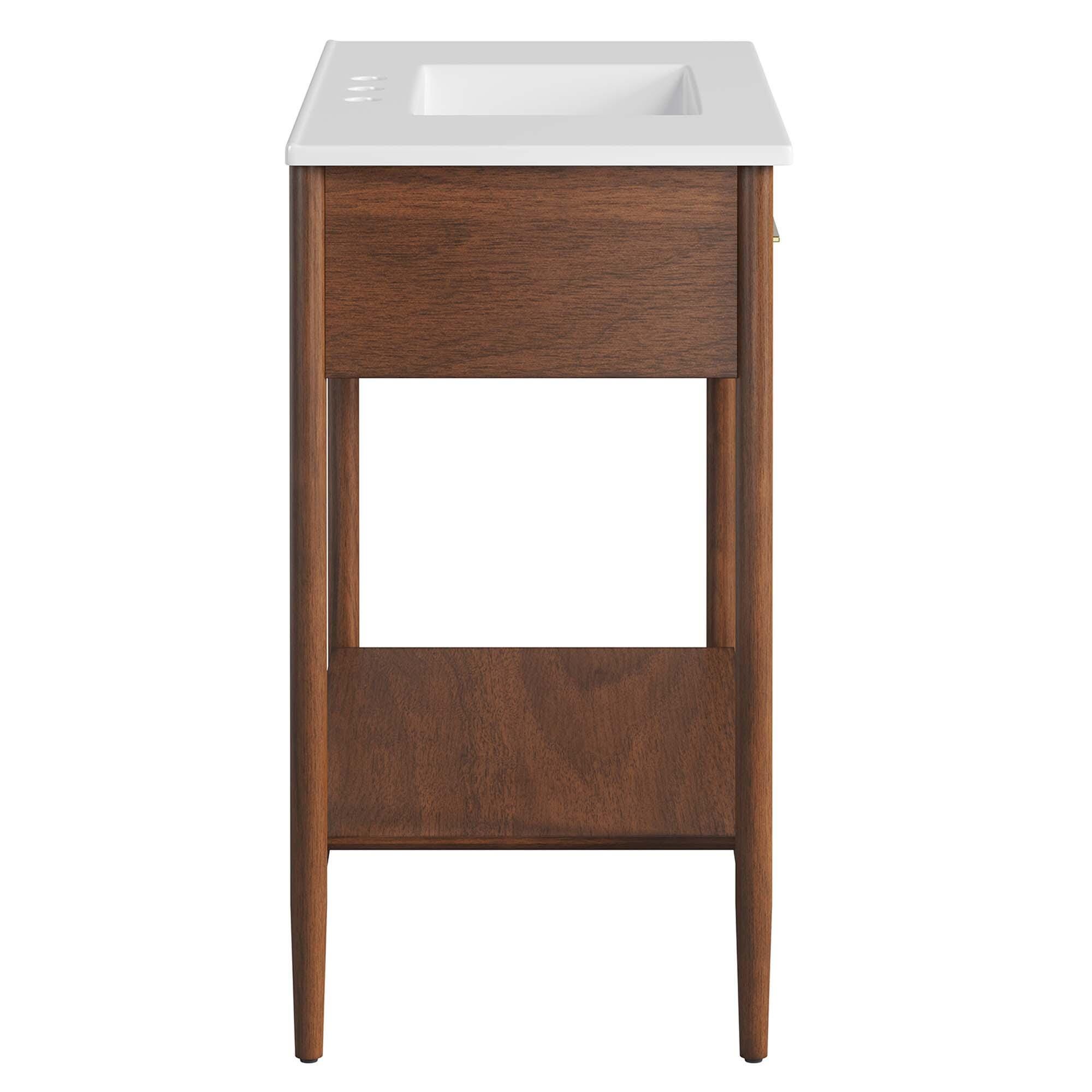 Modway Zaire 36" Bathroom Vanity, Walnut/White, large