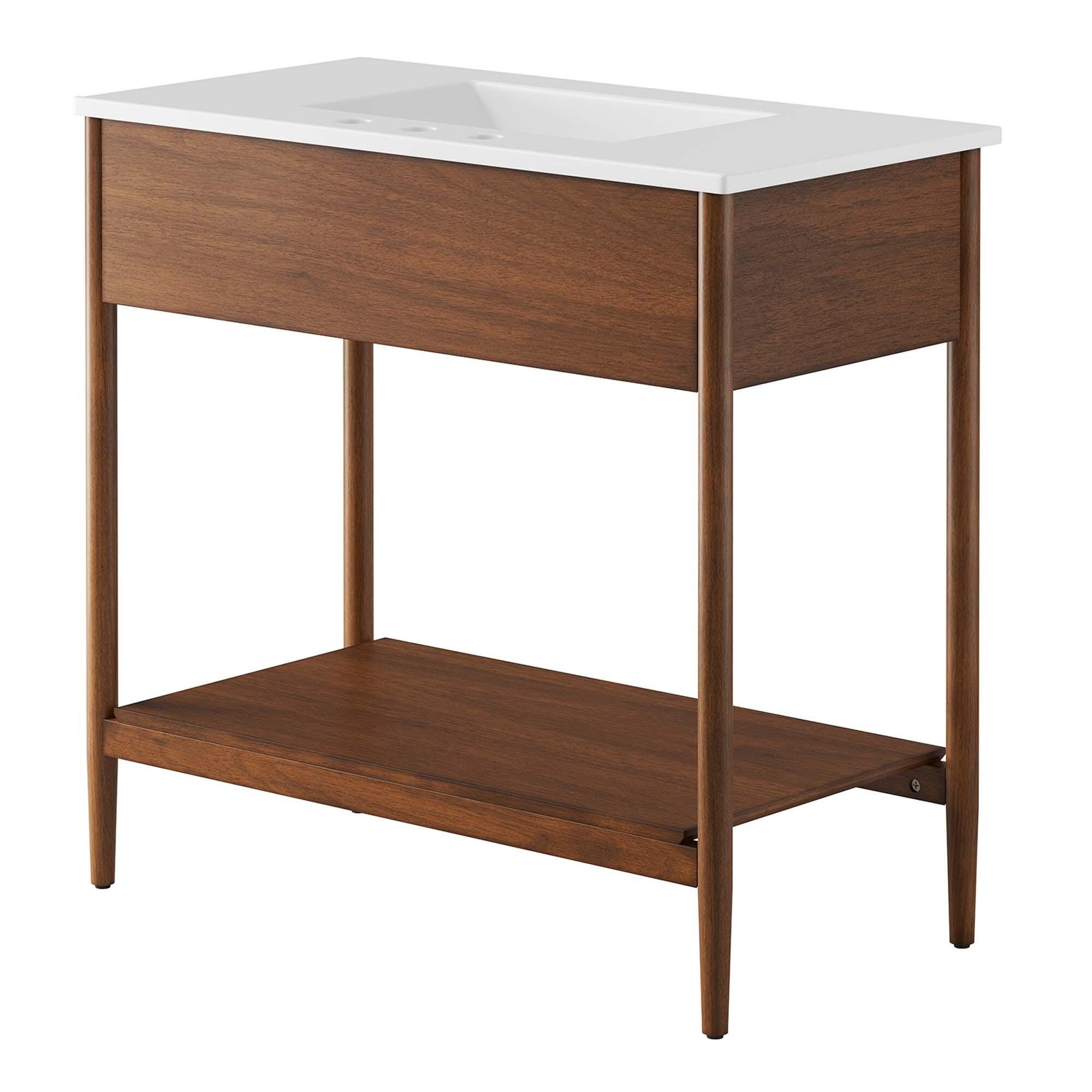 Modway Zaire 36" Bathroom Vanity, Walnut/White, large