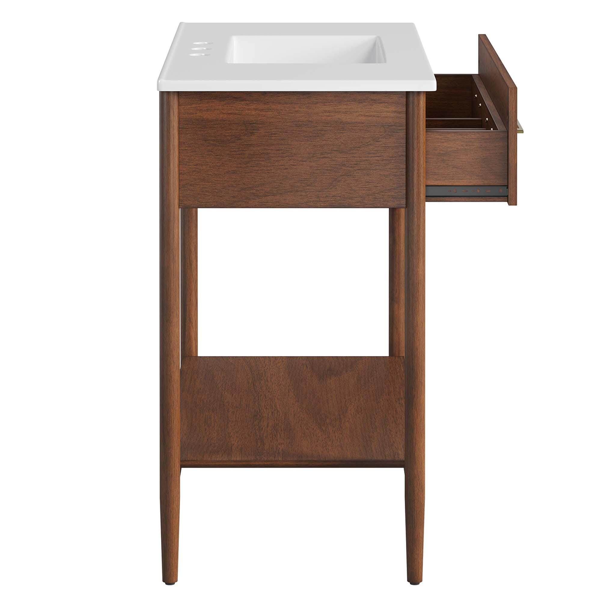 Modway Zaire 36" Bathroom Vanity, Walnut/White, large