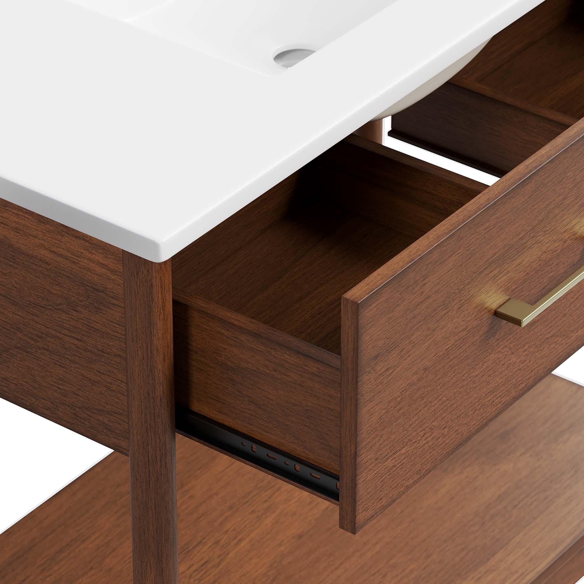 Modway Zaire 36" Bathroom Vanity, Walnut/White, large
