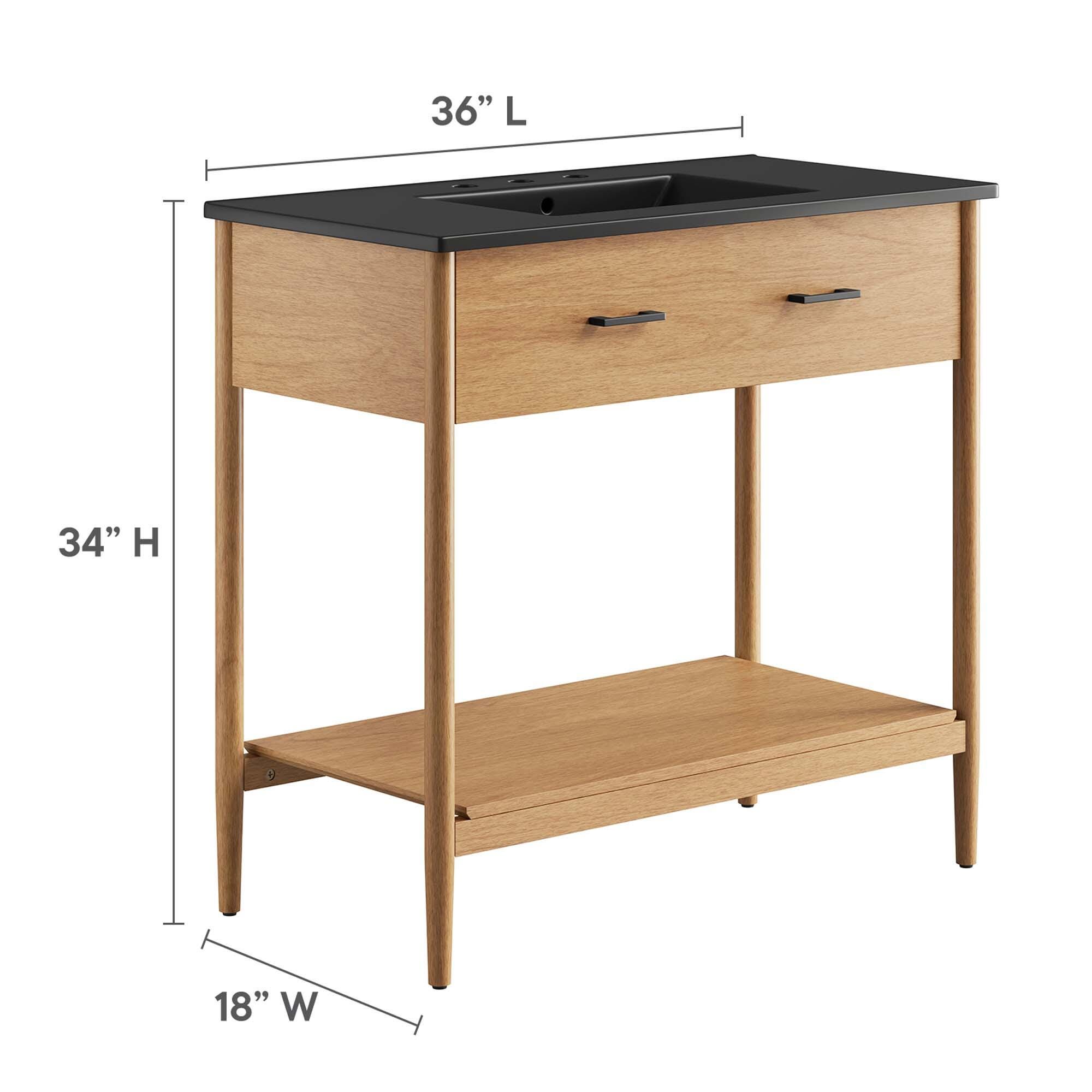 Modway Zaire 36" Bathroom Vanity, Natural/Black, large