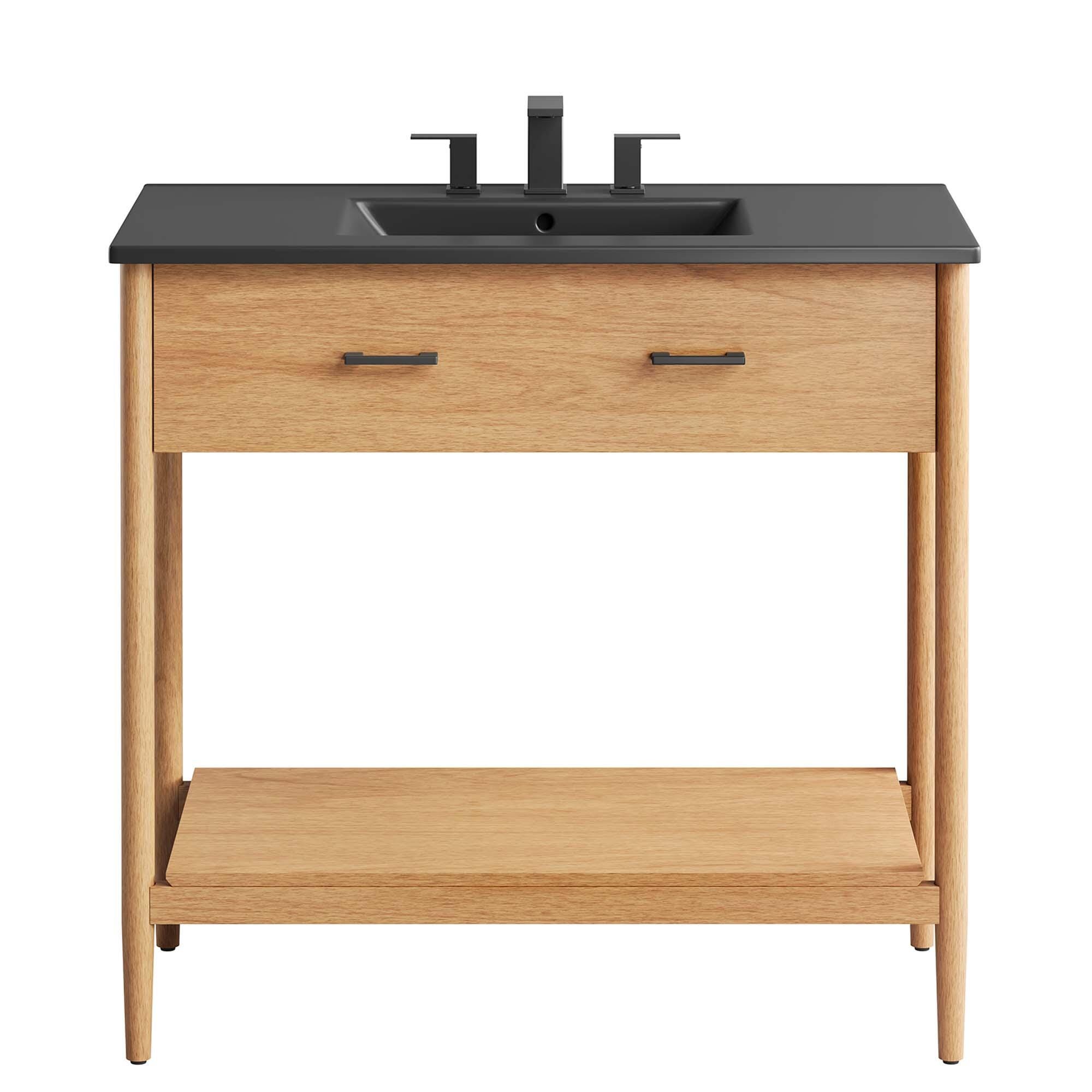 Modway Zaire 36" Bathroom Vanity, Natural/Black, large