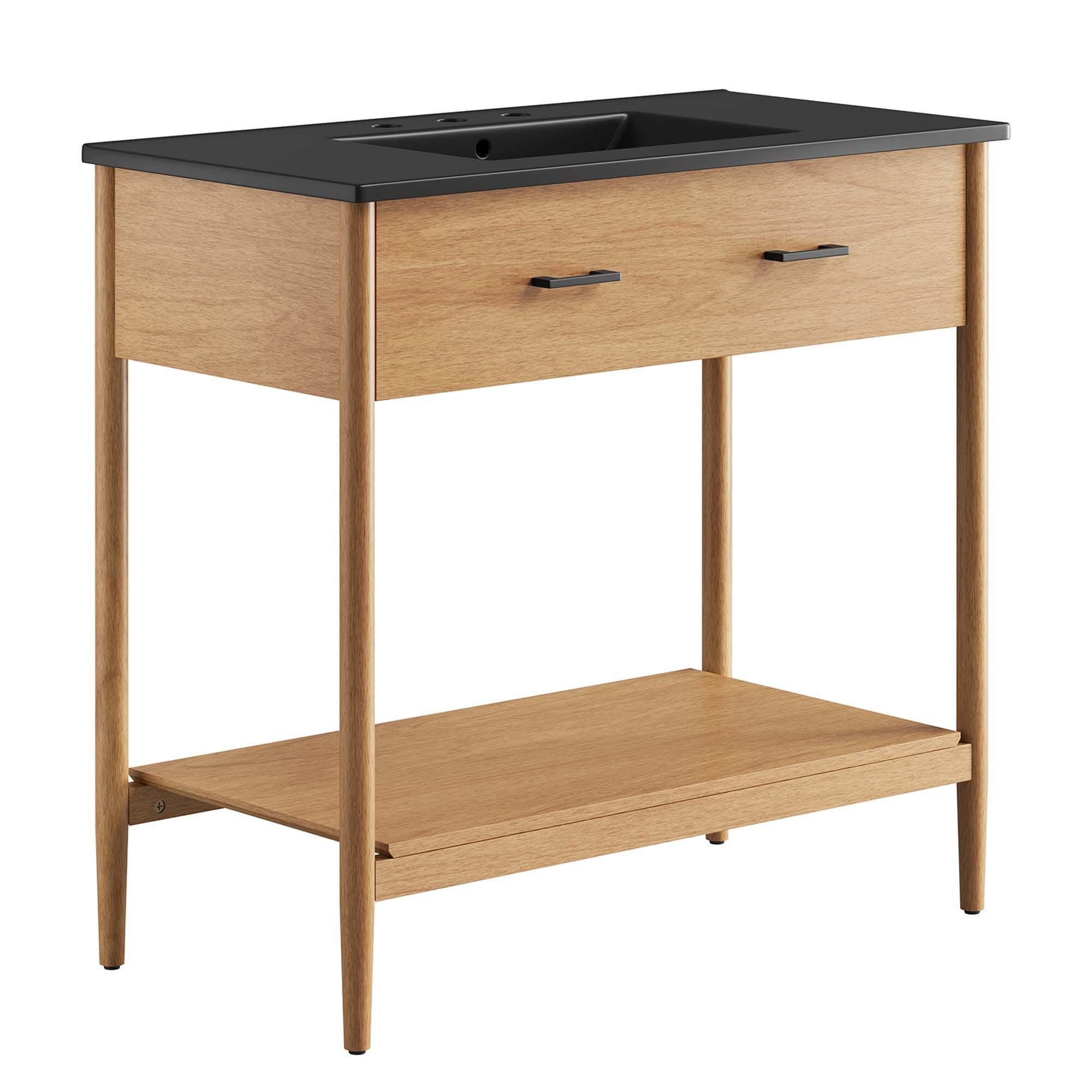 Modway Zaire 36" Bathroom Vanity, Natural/Black, large