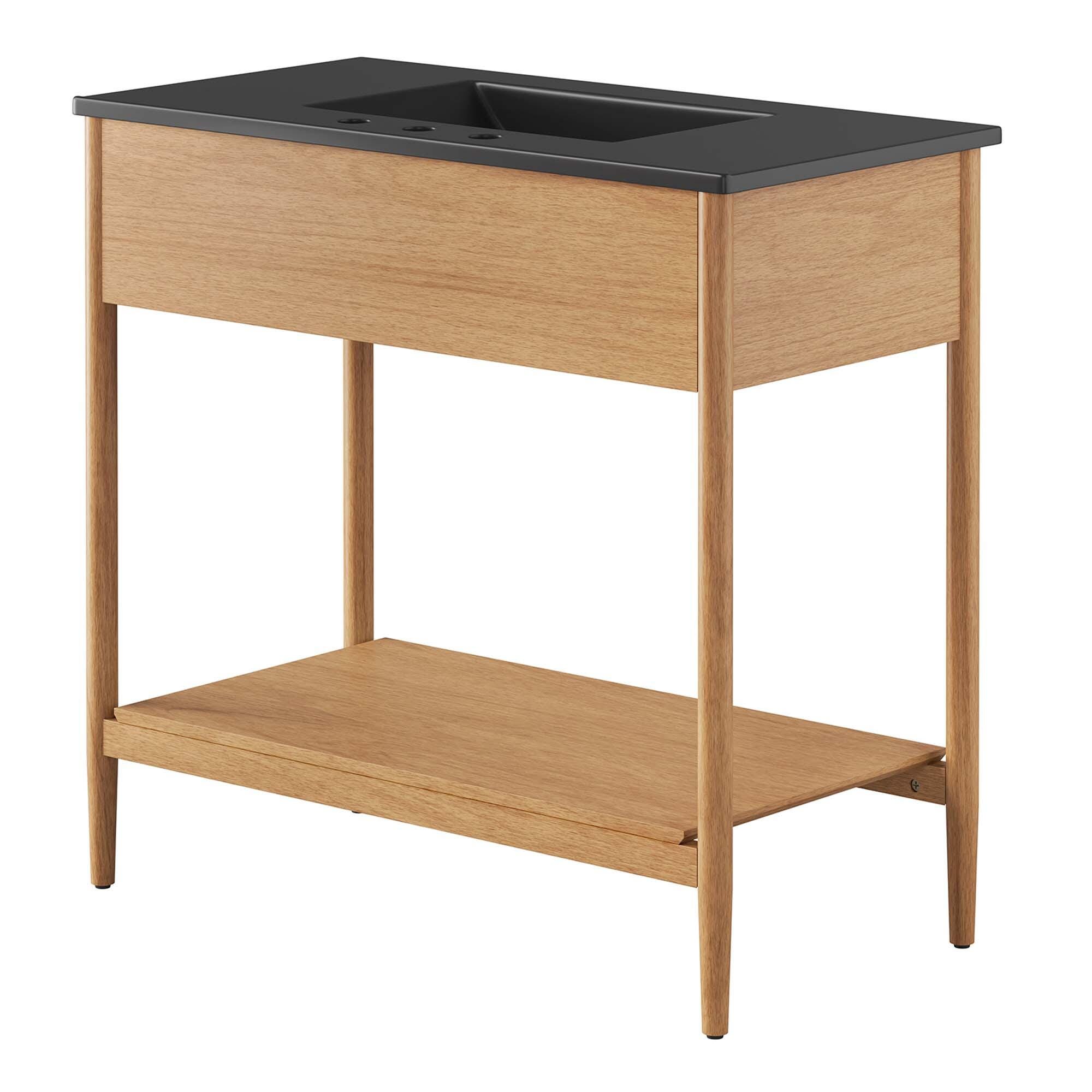 Modway Zaire 36" Bathroom Vanity, Natural/Black, large