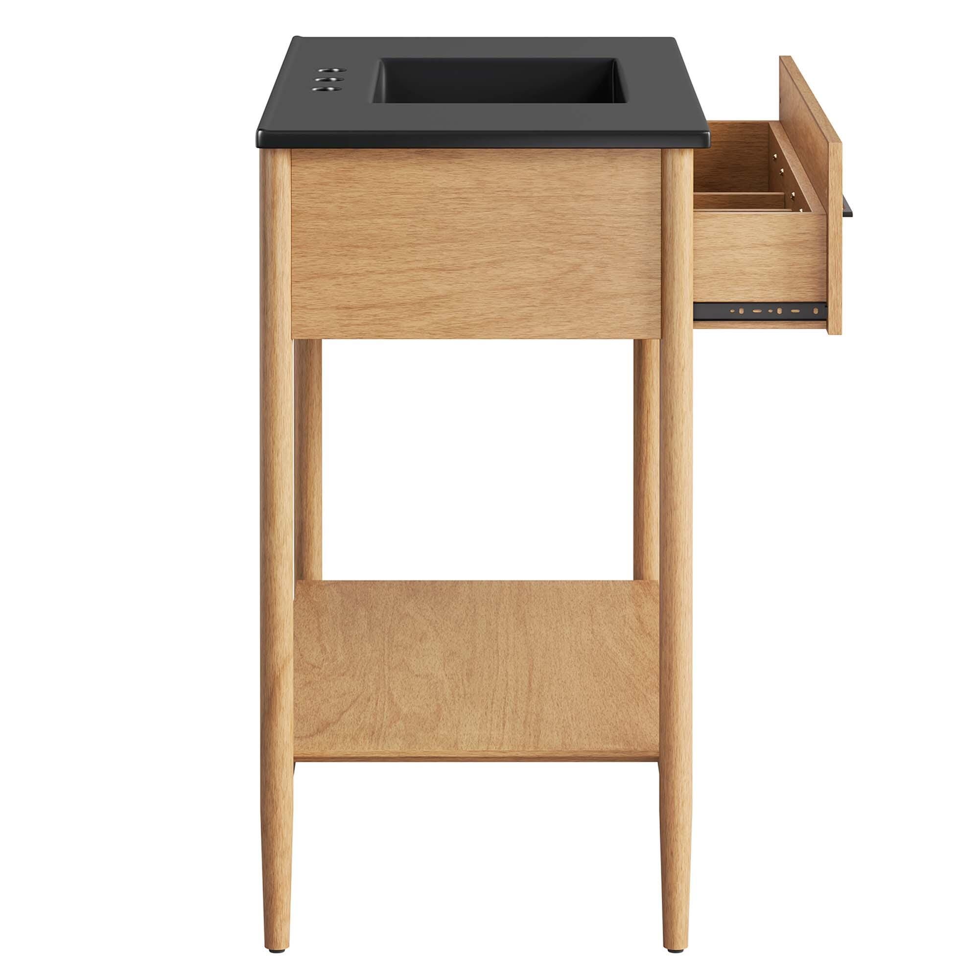 Modway Zaire 36" Bathroom Vanity, Natural/Black, large