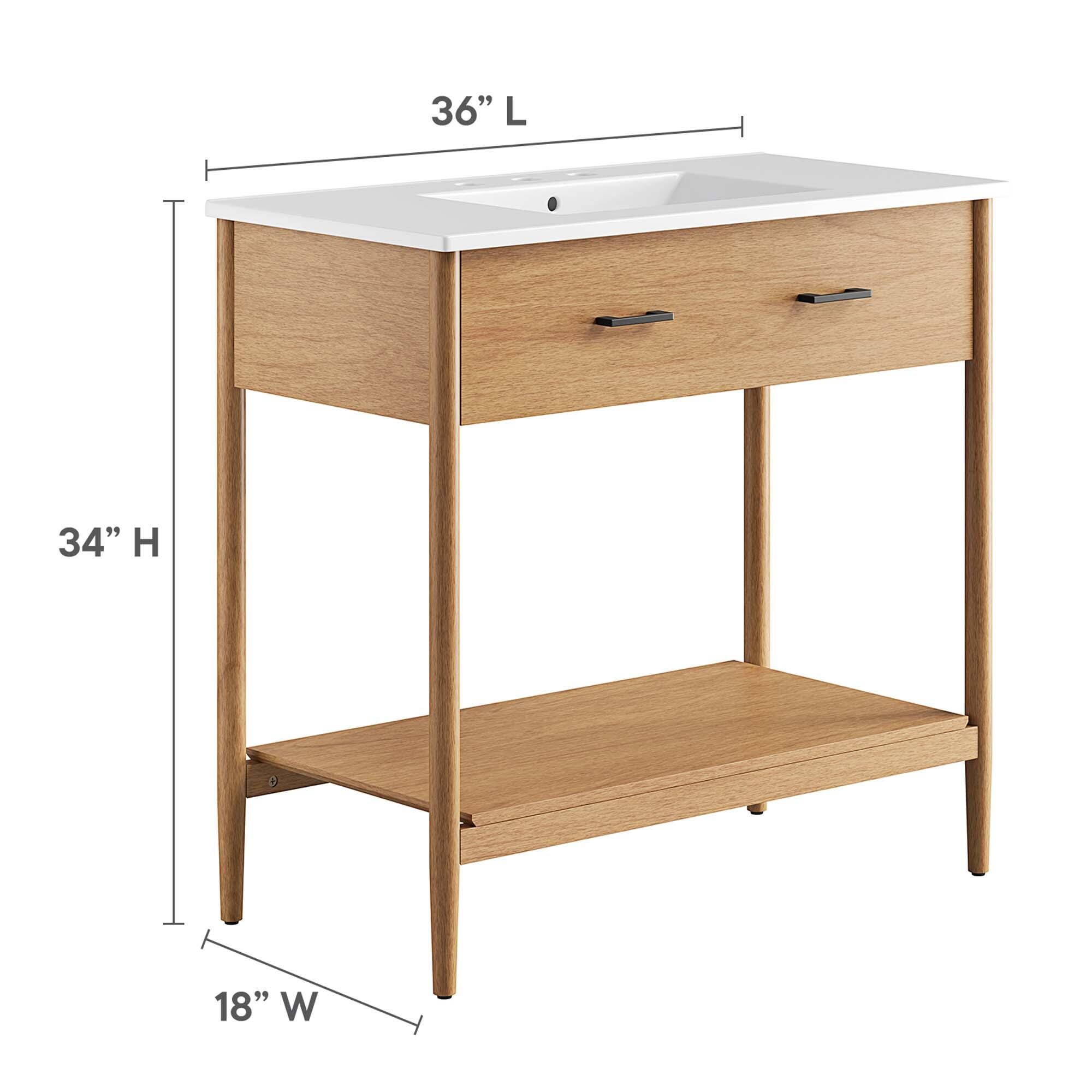 Modway Zaire 36" Bathroom Vanity, Natural/White, large