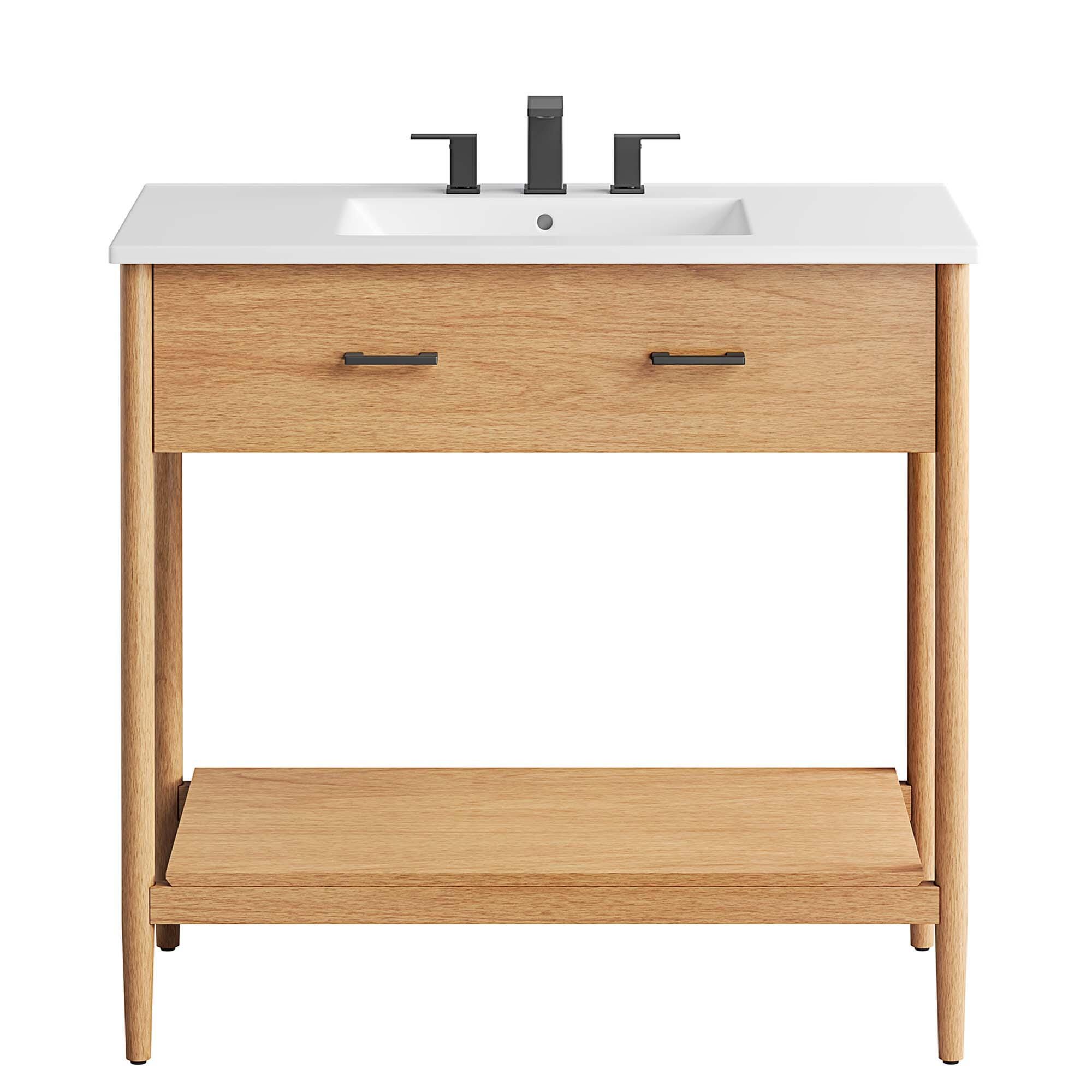 Modway Zaire 36" Bathroom Vanity, Natural/White, large