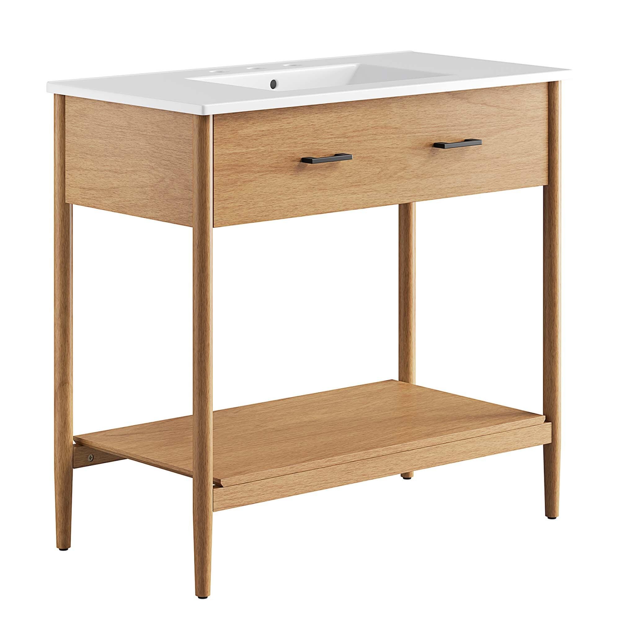 Modway Zaire 36" Bathroom Vanity, Natural/White, large