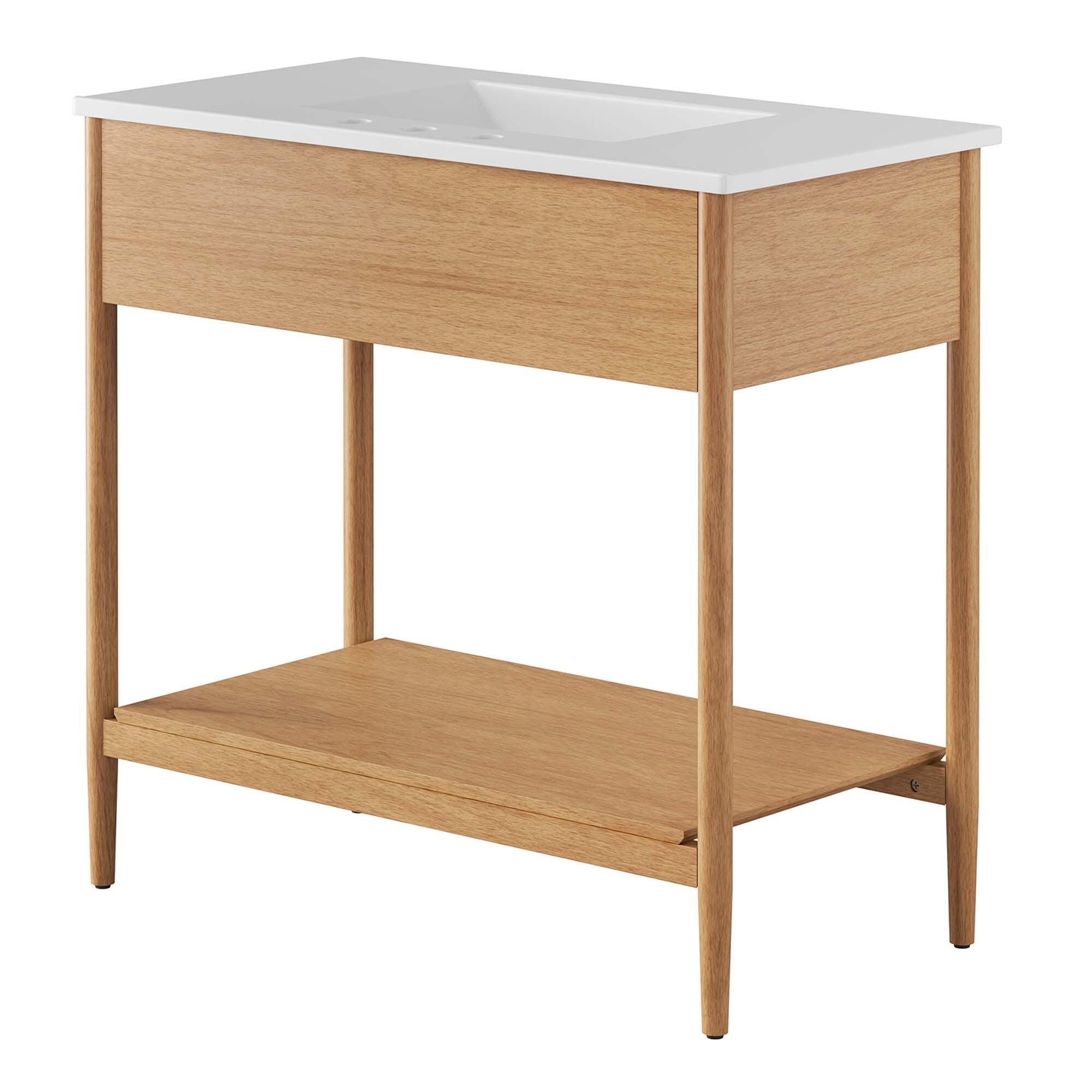 Modway Zaire 36" Bathroom Vanity, Natural/White, large