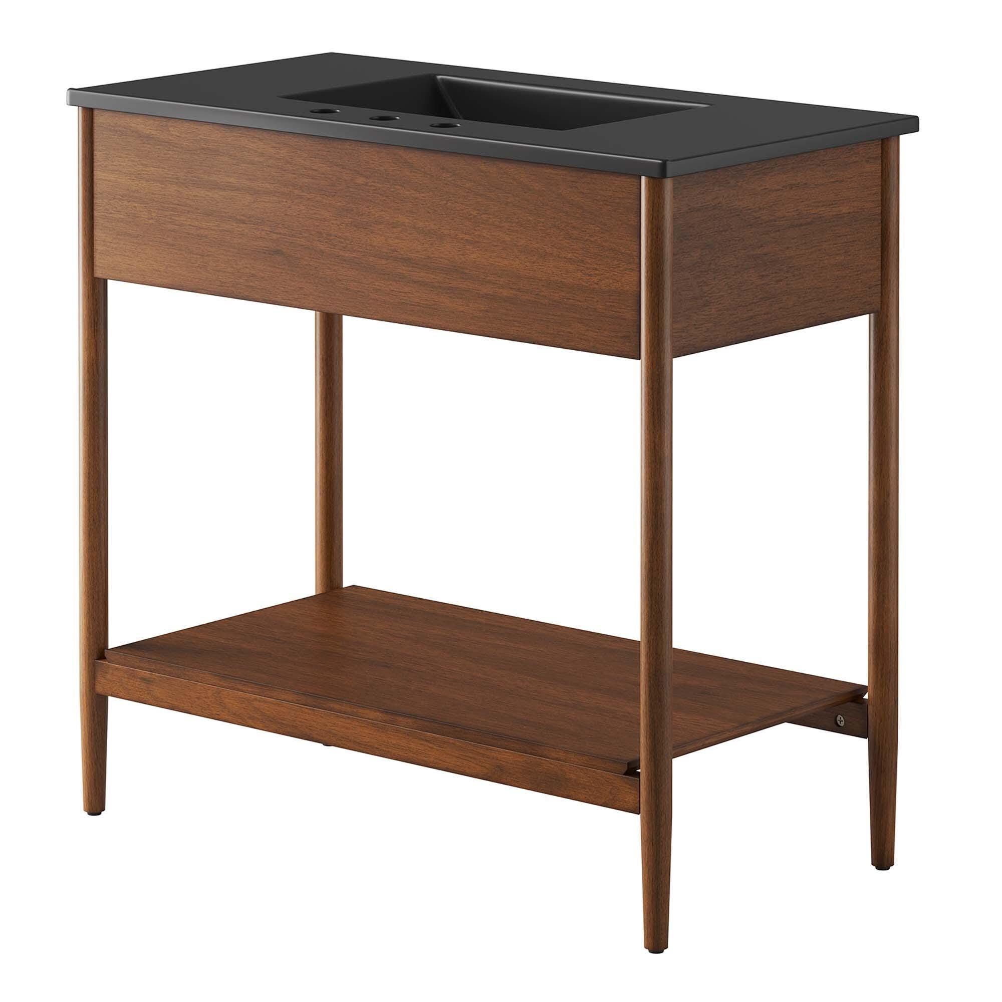 Modway Zaire 36" Bathroom Vanity, Walnut/Black, large