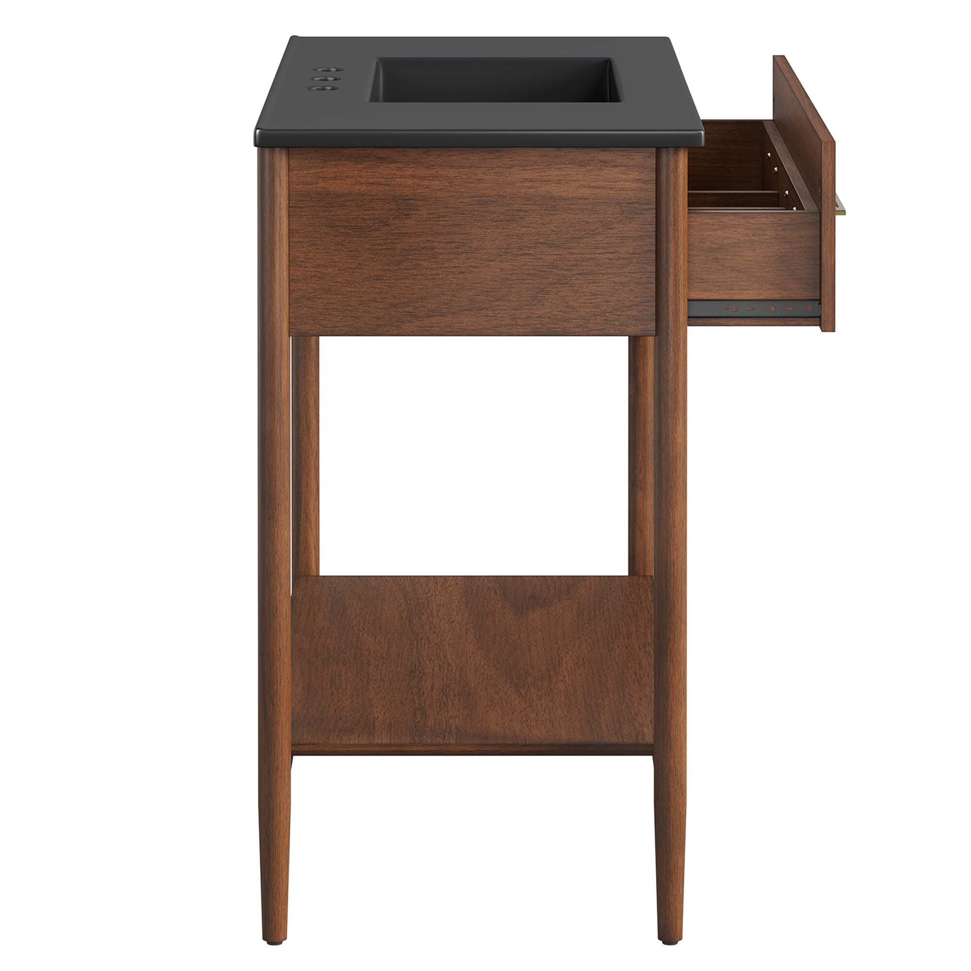 Modway Zaire 36" Bathroom Vanity, Walnut/Black, large