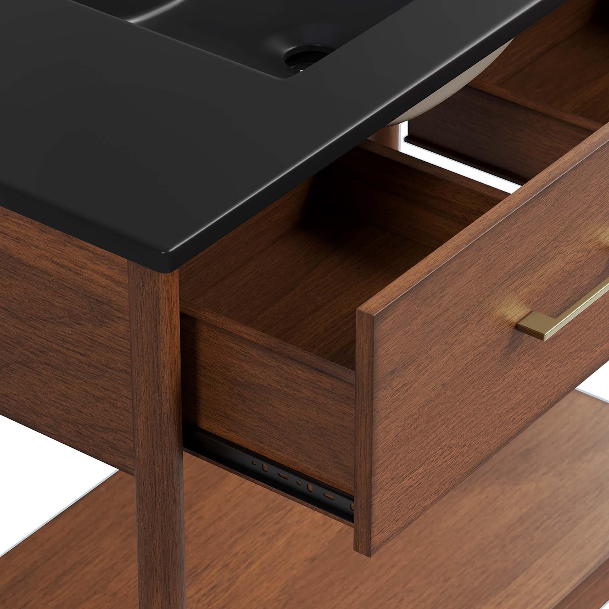 Modway Zaire 36" Bathroom Vanity, Walnut/Black, large